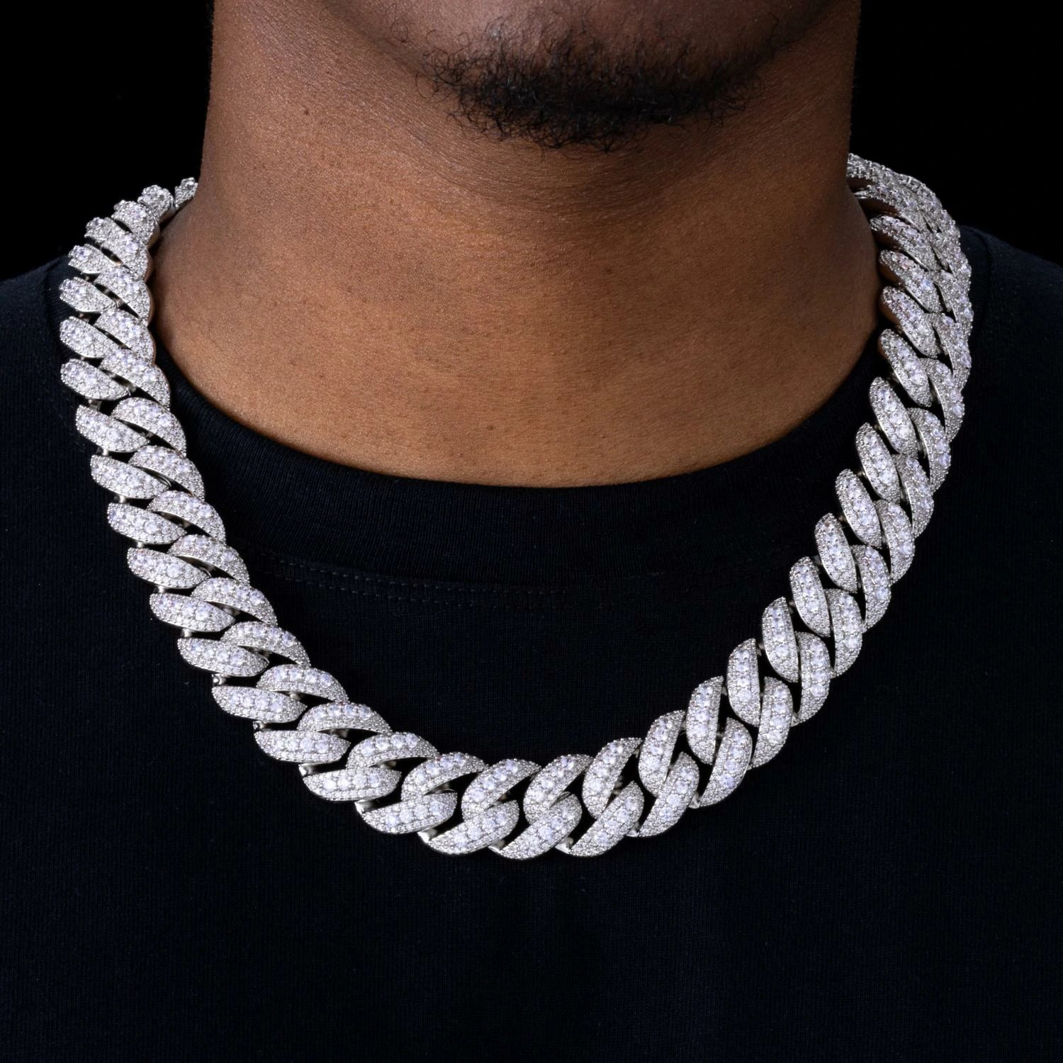20mm Custom Letter Buckle Moissanite Bubble Cuban Link Chain