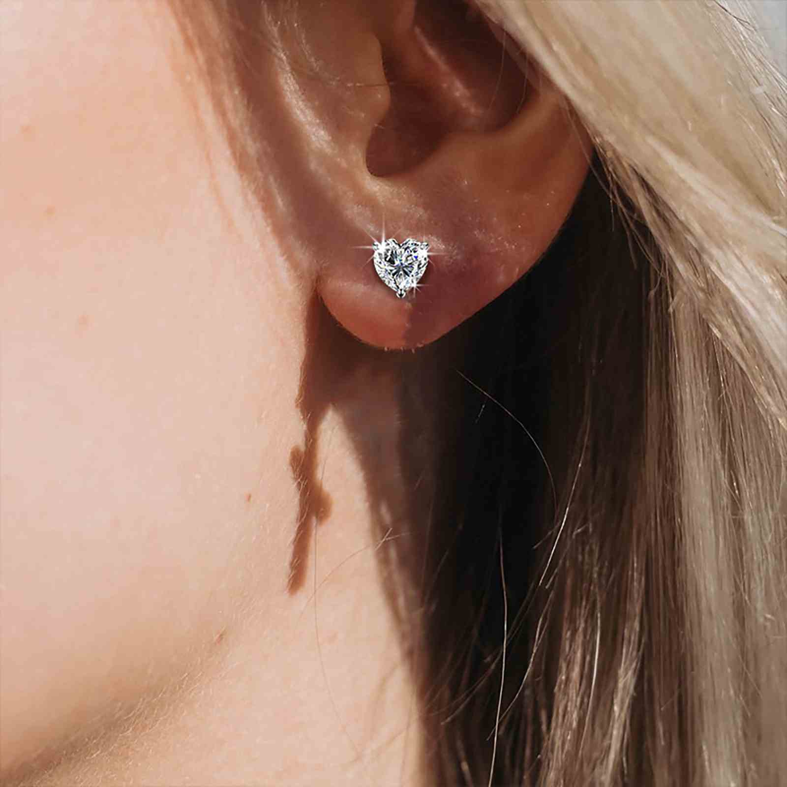 Heart Cut Moissanite Solitaire Stud Earrings