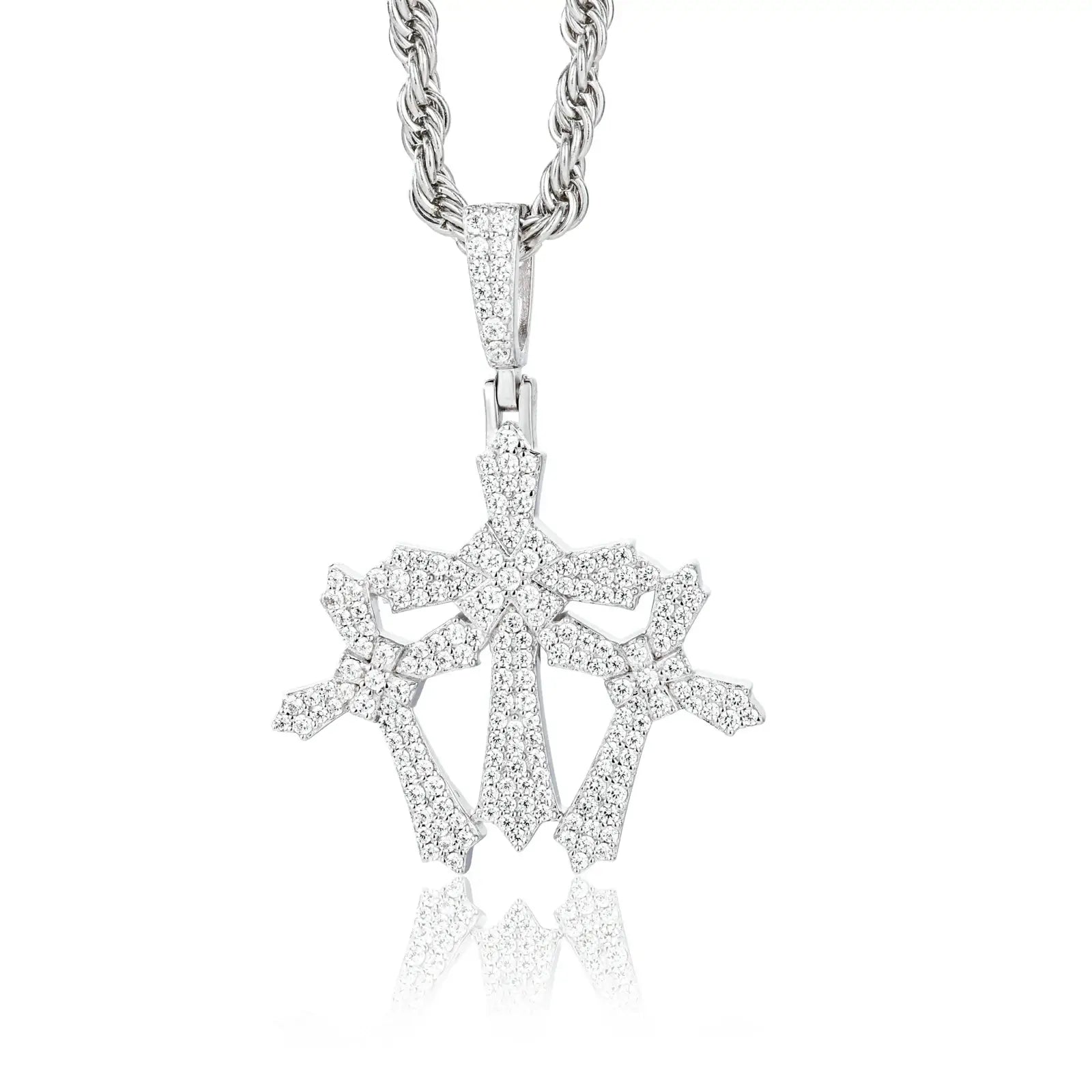 S925 Moissanite Triple Cross Pendant