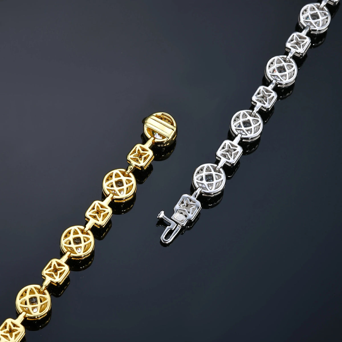 7.5mm S925 Moissanite Square Halo Tennis Bracelet