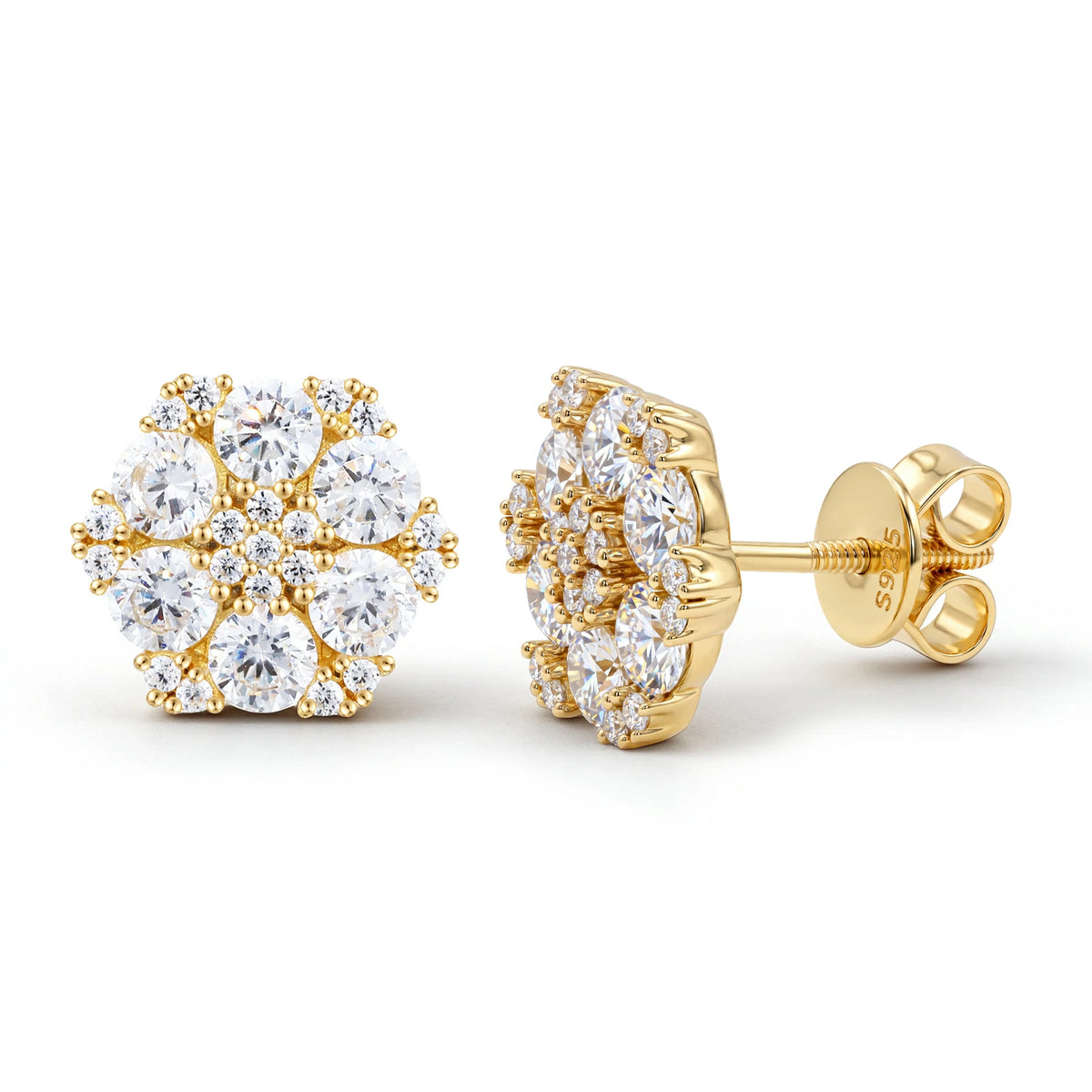 S925 Moissanite Vivid Flower Stamen Stud Earrings