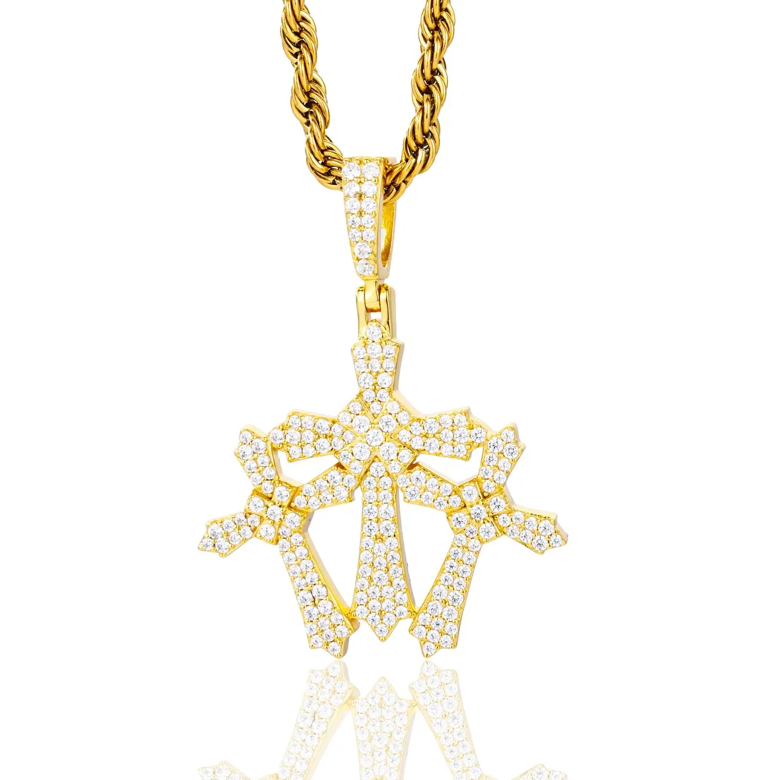 S925 Moissanite Triple Cross Pendant