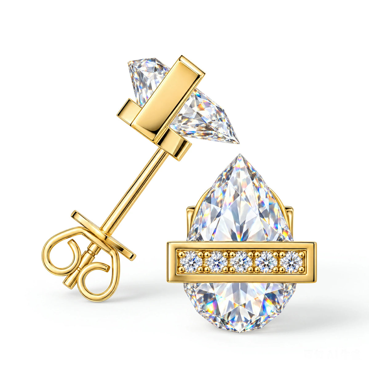 S925 2.5CT Pear Cut Moissanite Stud Earrrings