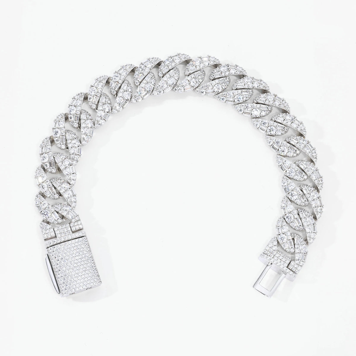 14mm S925 Mix-cut Moissanite Cuban Link Bracelet