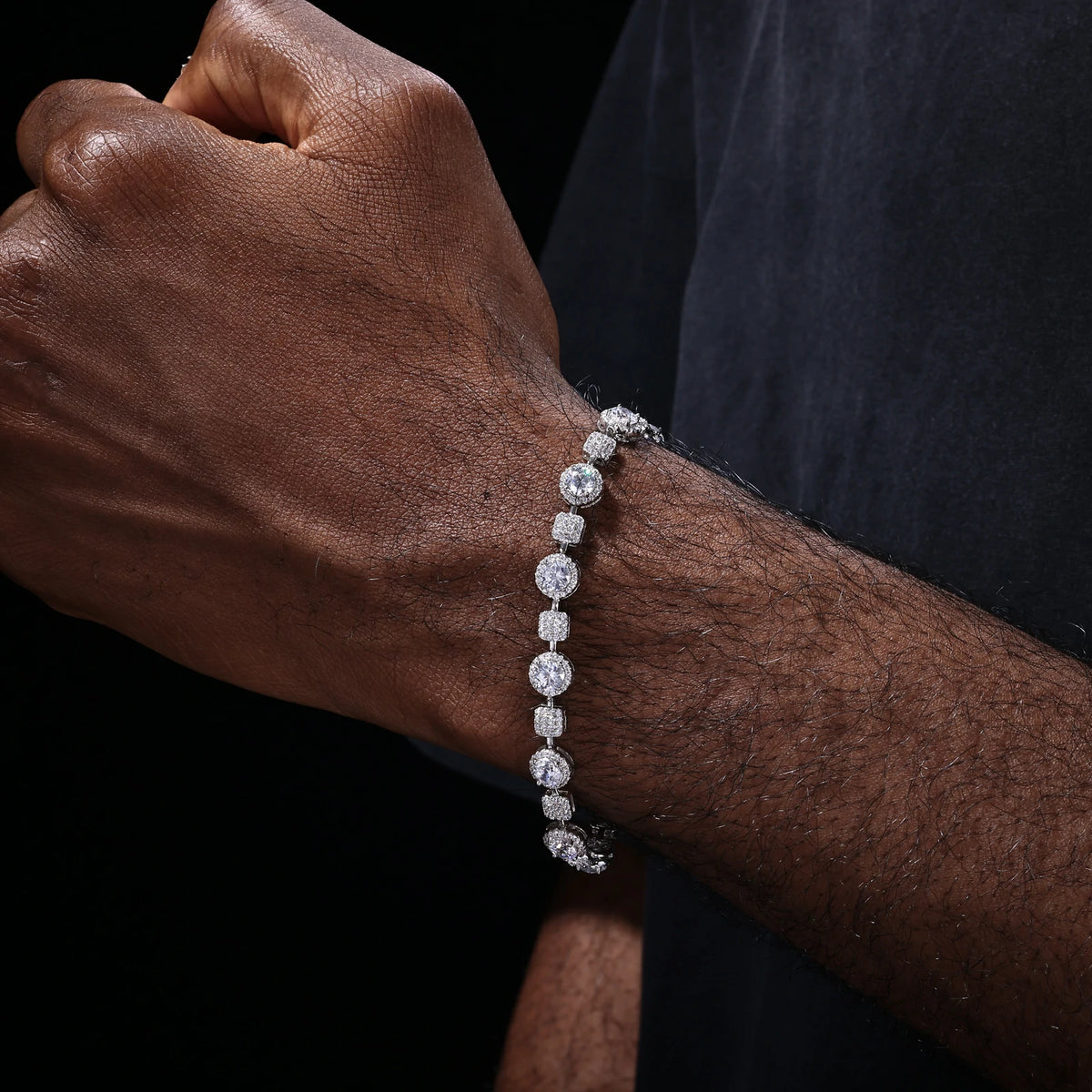 7.5mm S925 Moissanite Square Halo Tennis Bracelet