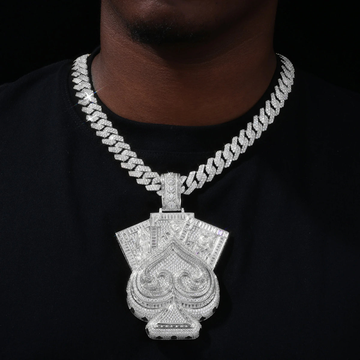 Moissanite JQK Playing Cards Spade Pendant