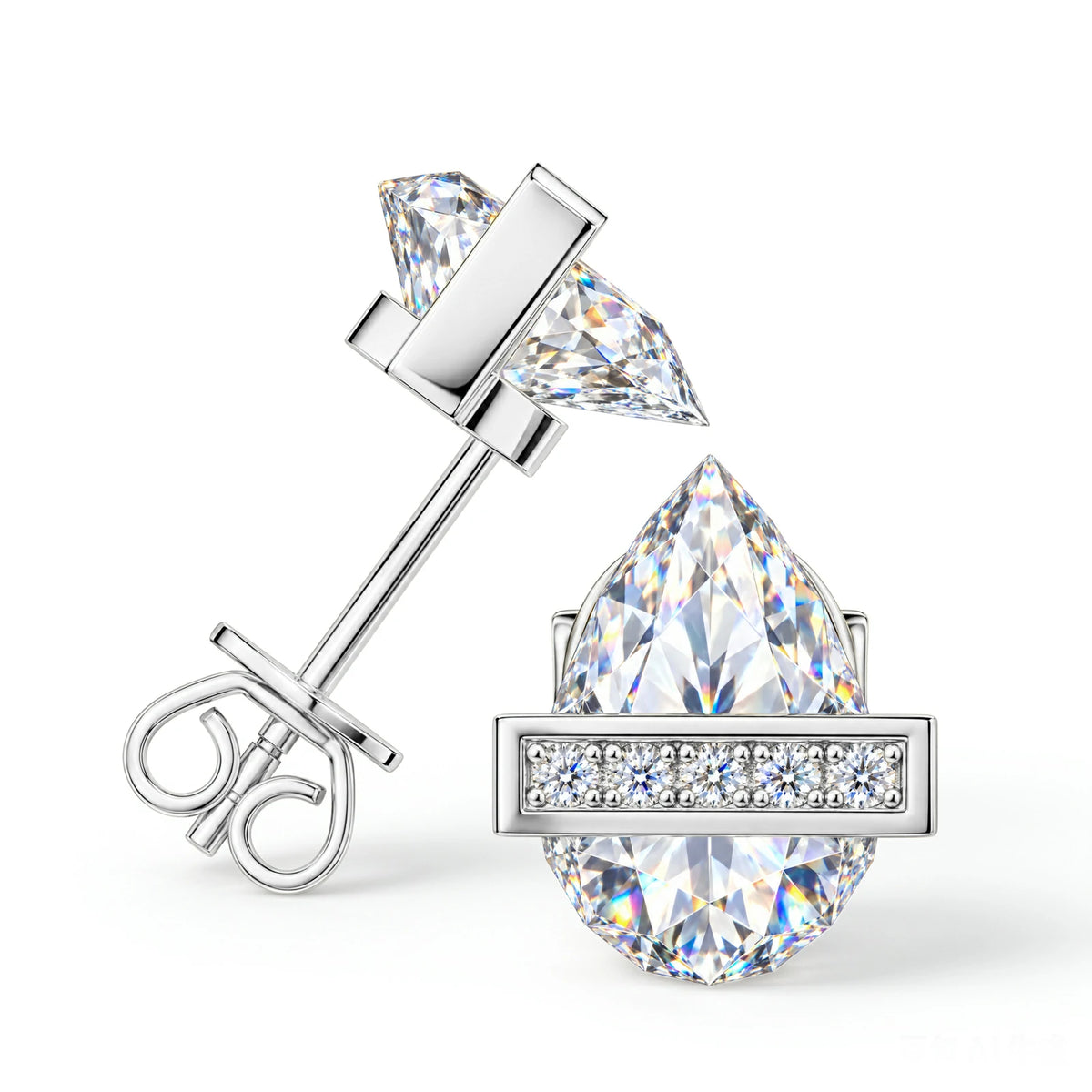 S925 2.5CT Pear Cut Moissanite Stud Earrrings