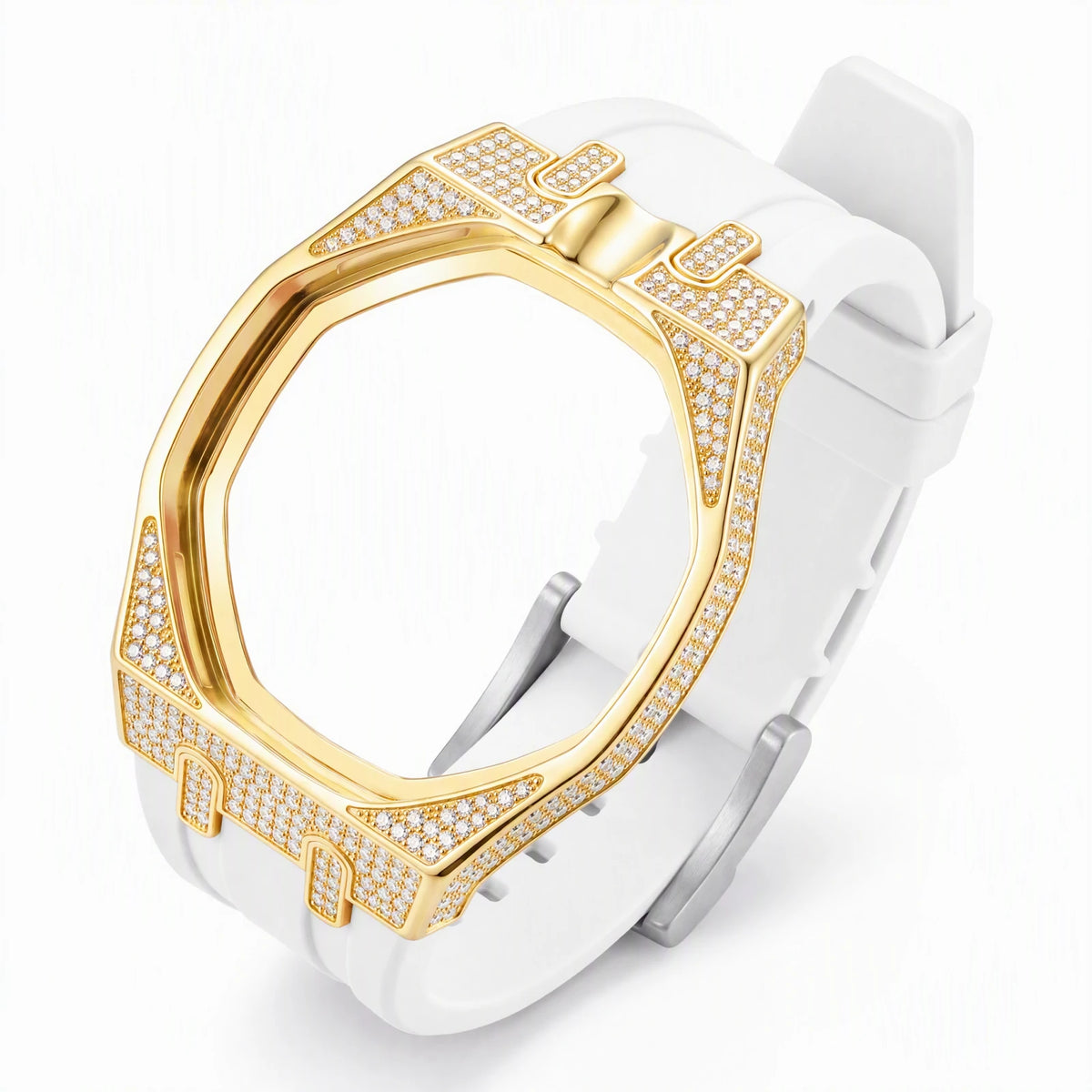 Moissanite Bezel and Silicone Watch Strap Set for Royal Pop