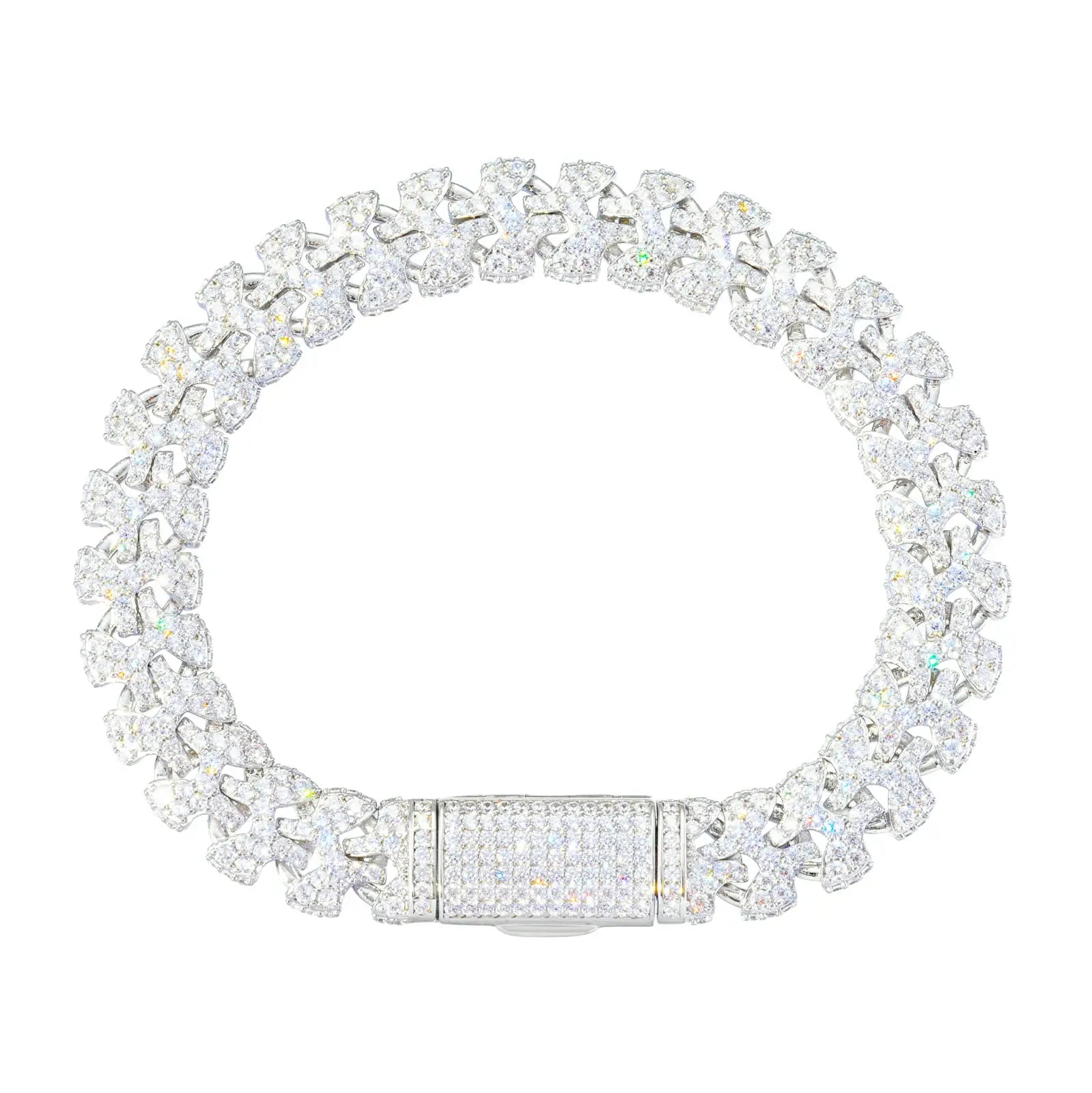11mm S925 Moissanite Letter H Cuban Link Bracelet