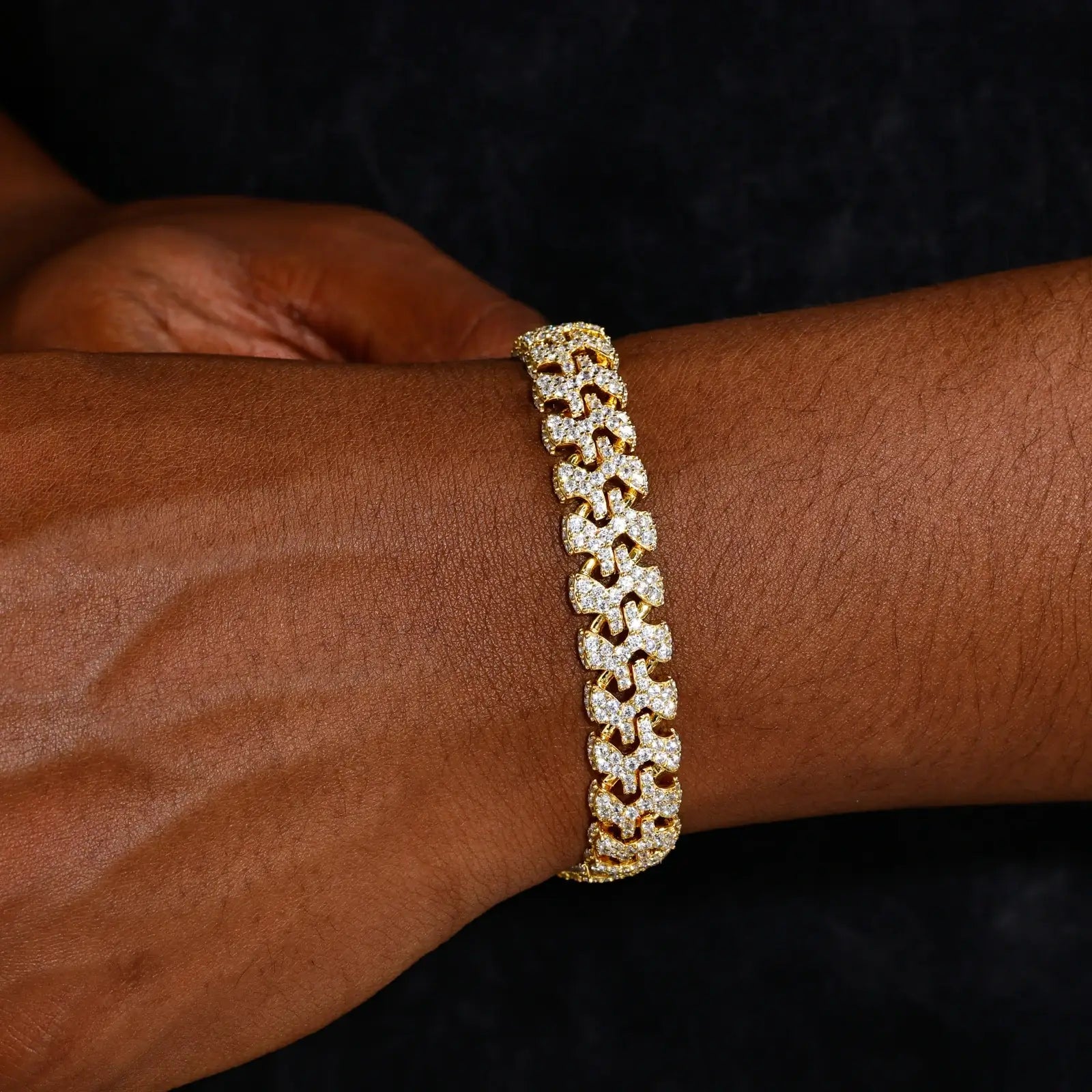11mm S925 Moissanite Letter H Cuban Link Bracelet