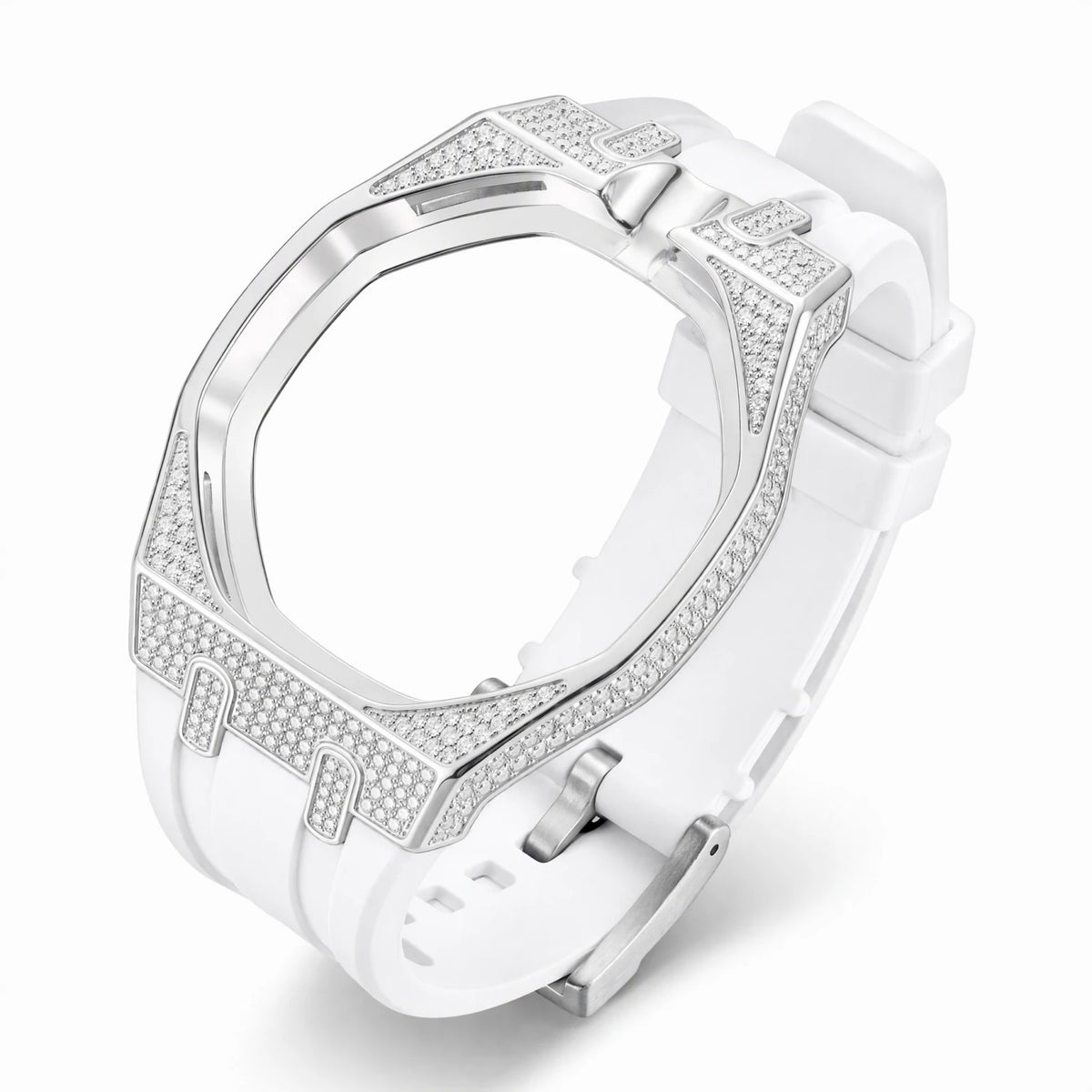 Moissanite Bezel and Silicone Watch Strap Set for Royal Pop