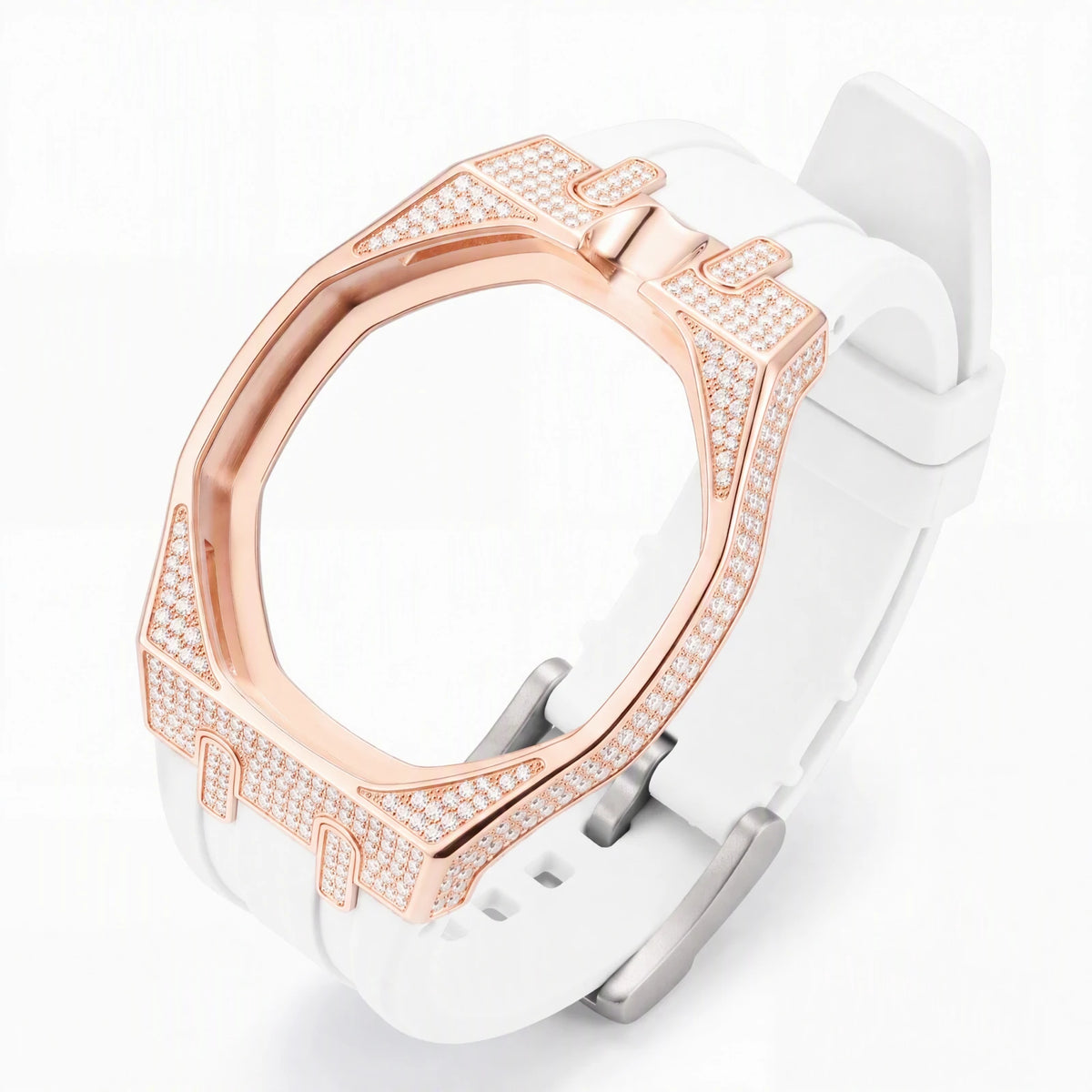 Moissanite Bezel and Silicone Watch Strap Set for Royal Pop