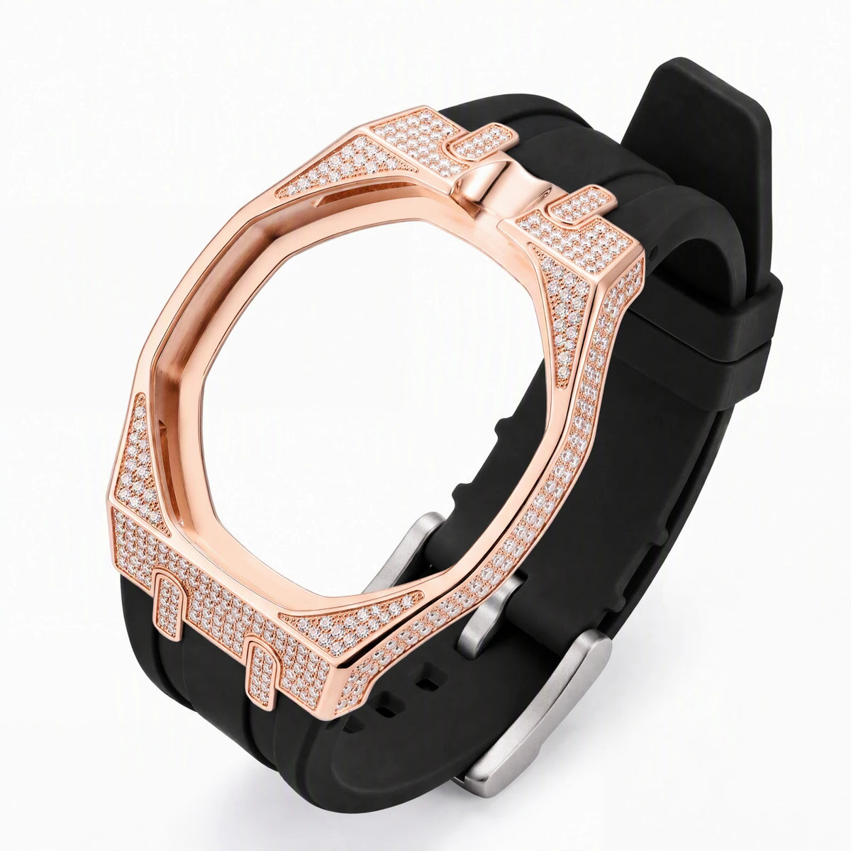 Moissanite Bezel and Silicone Watch Strap Set for Royal Pop