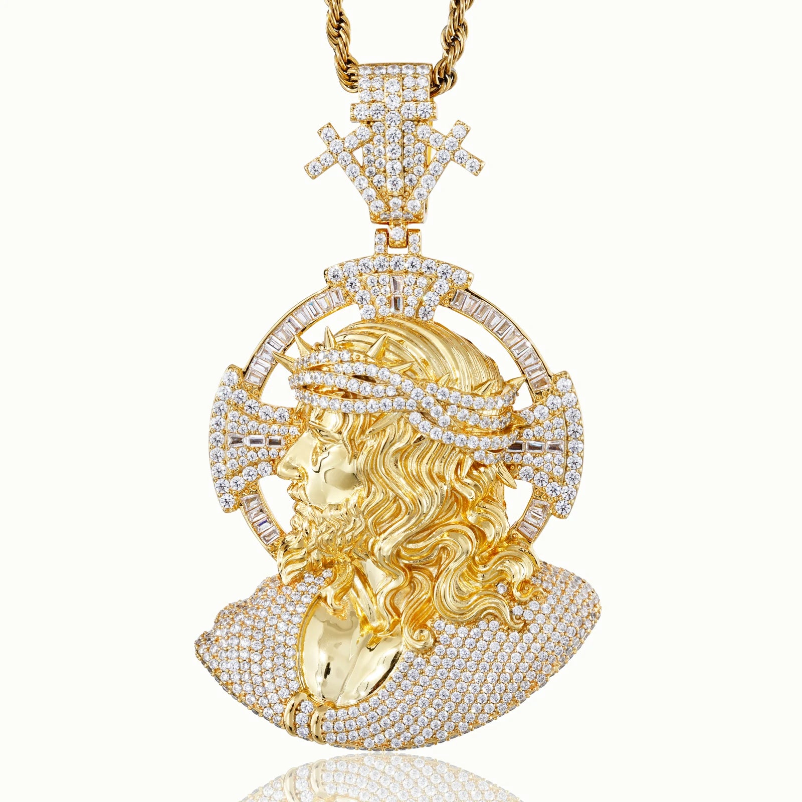 S925 Moissanite Side-profile Jesus Pendant