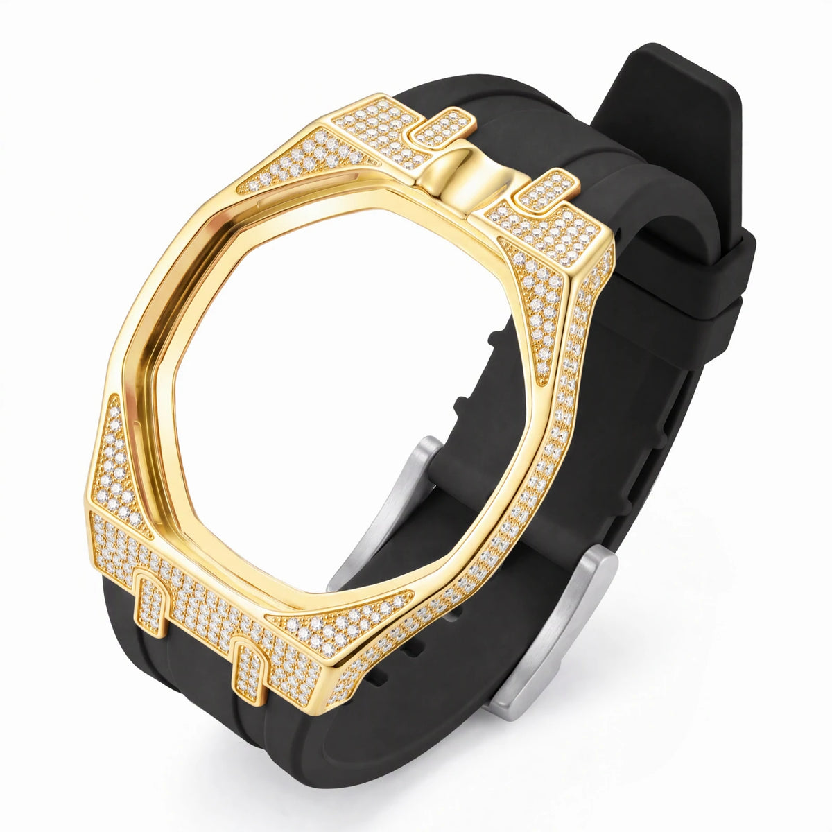 Moissanite Bezel and Silicone Watch Strap Set for Royal Pop
