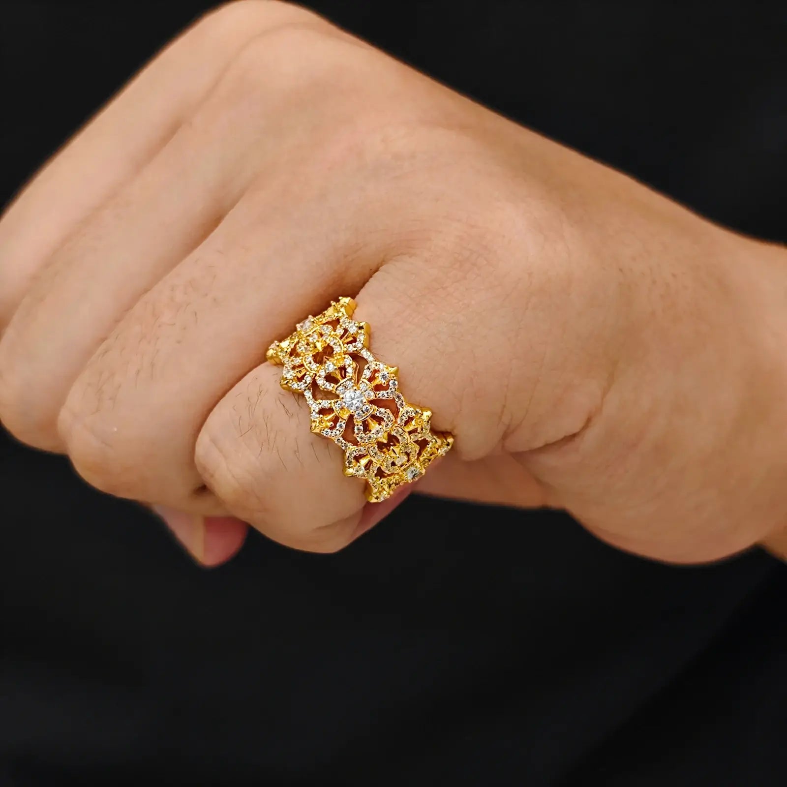 S925 Moissanite Chrome Heart Band Ring