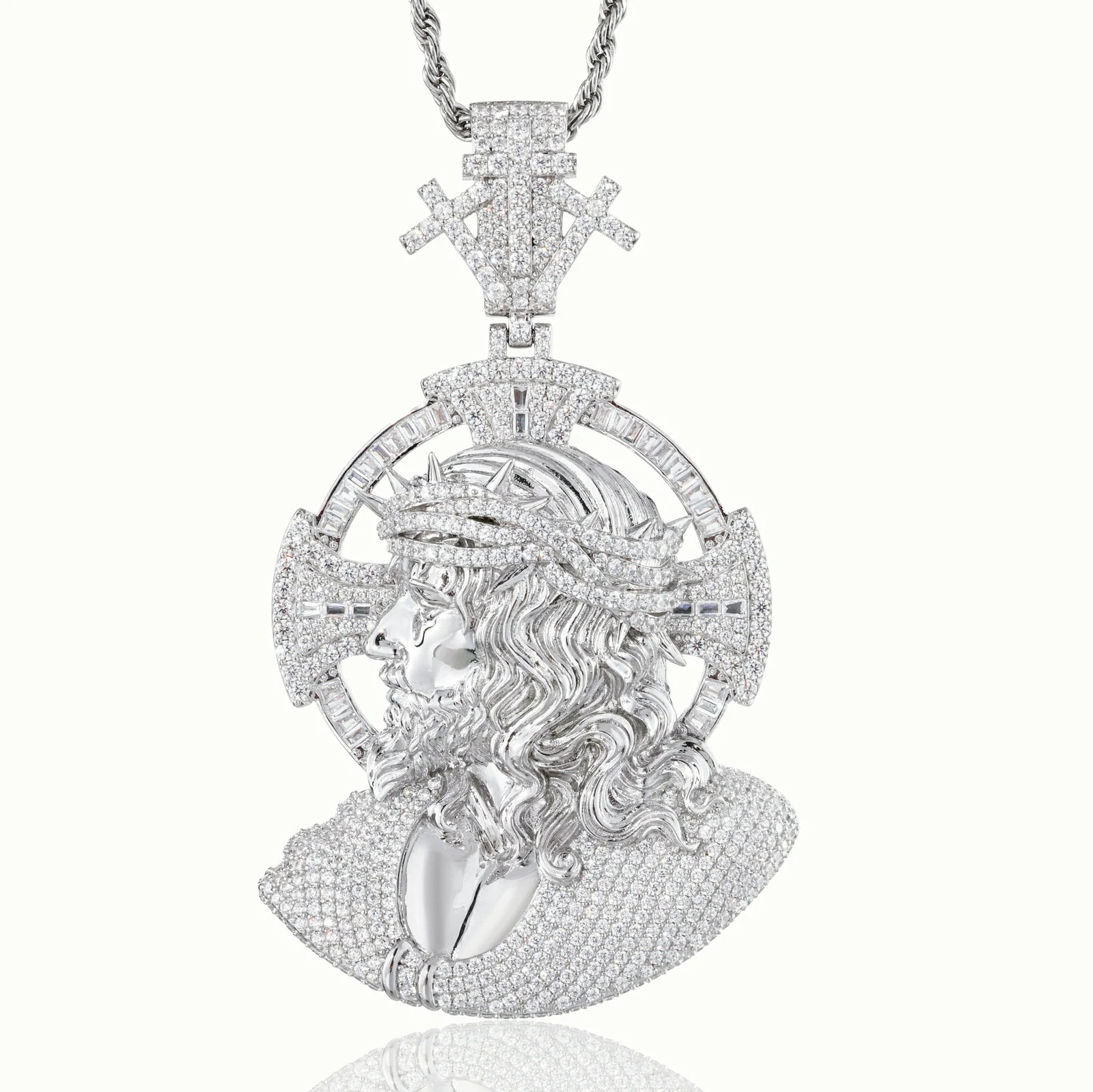 S925 Moissanite Side-profile Jesus Pendant