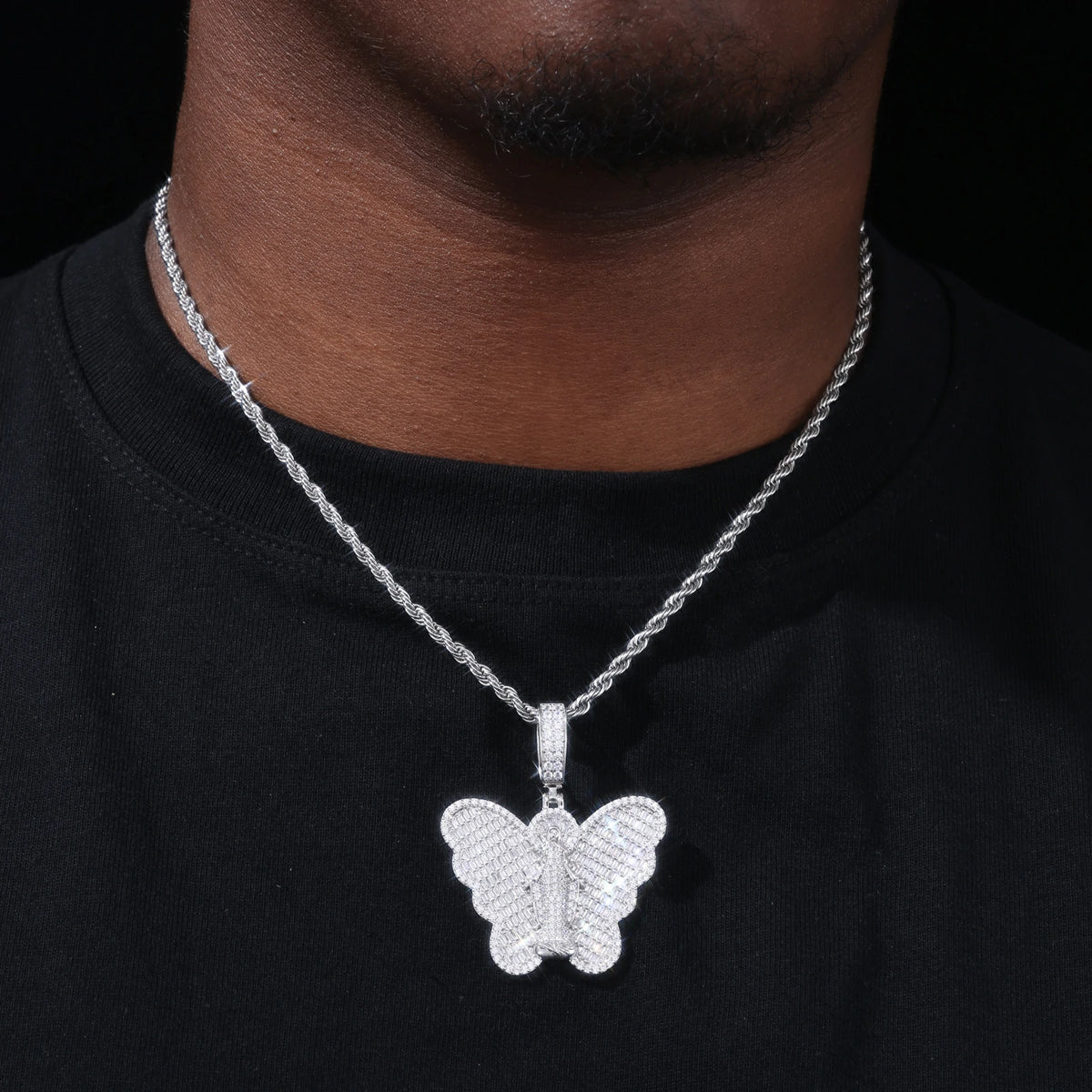 S925 Moissanite Virgin Mary Butterfly Pendant