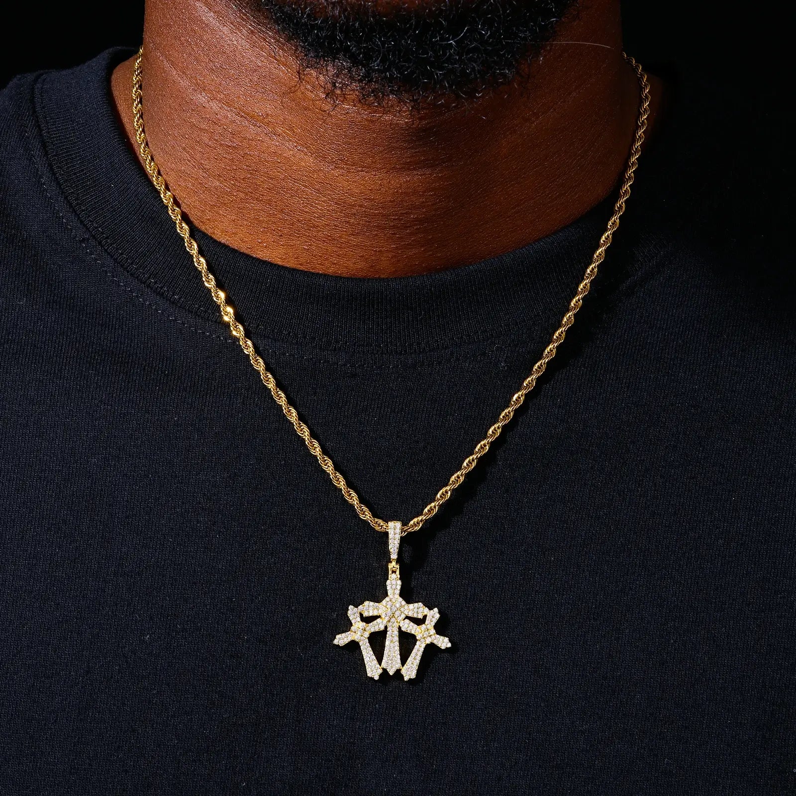 S925 Moissanite Triple Cross Pendant