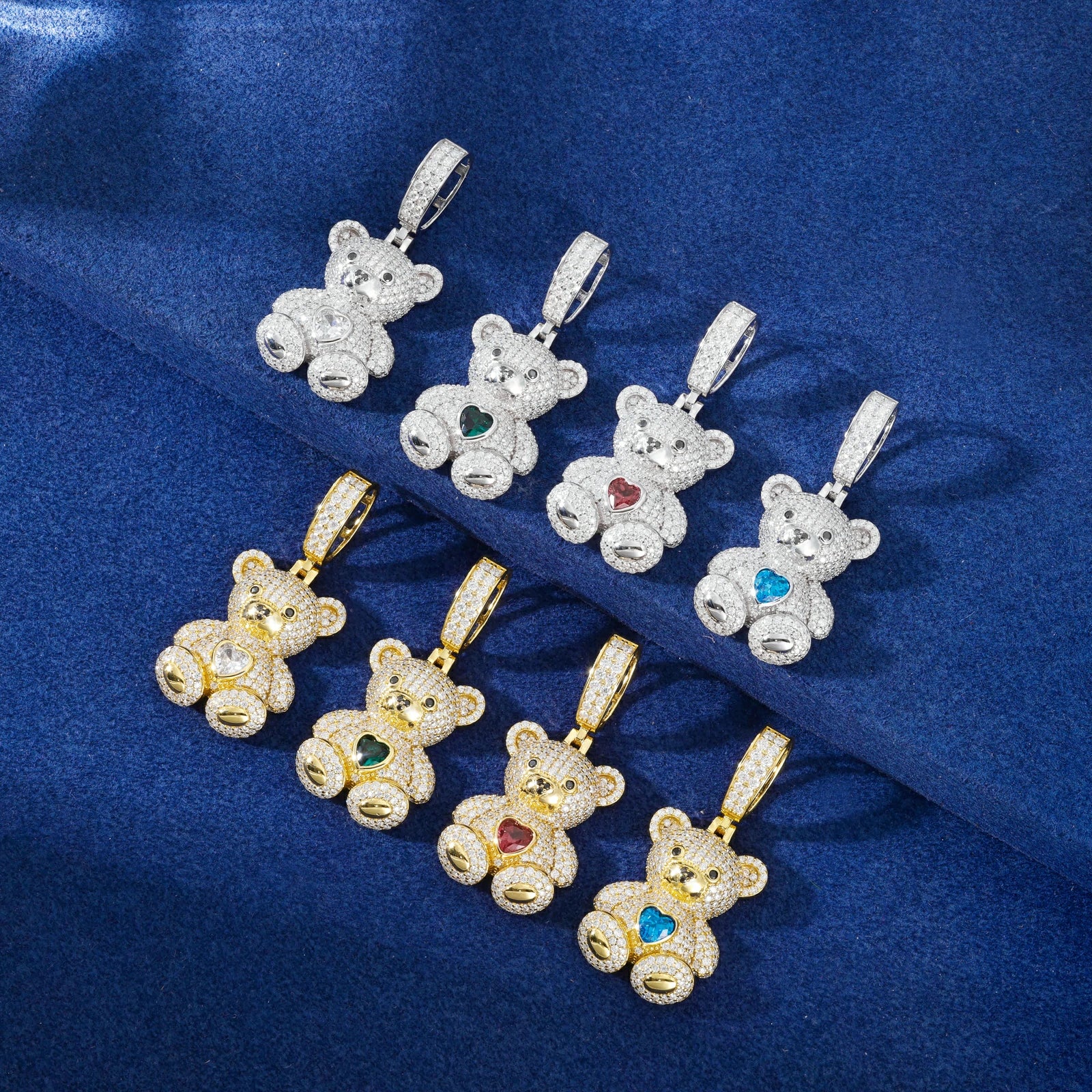 S925 Moissanite Sweetheart Bear Pendant