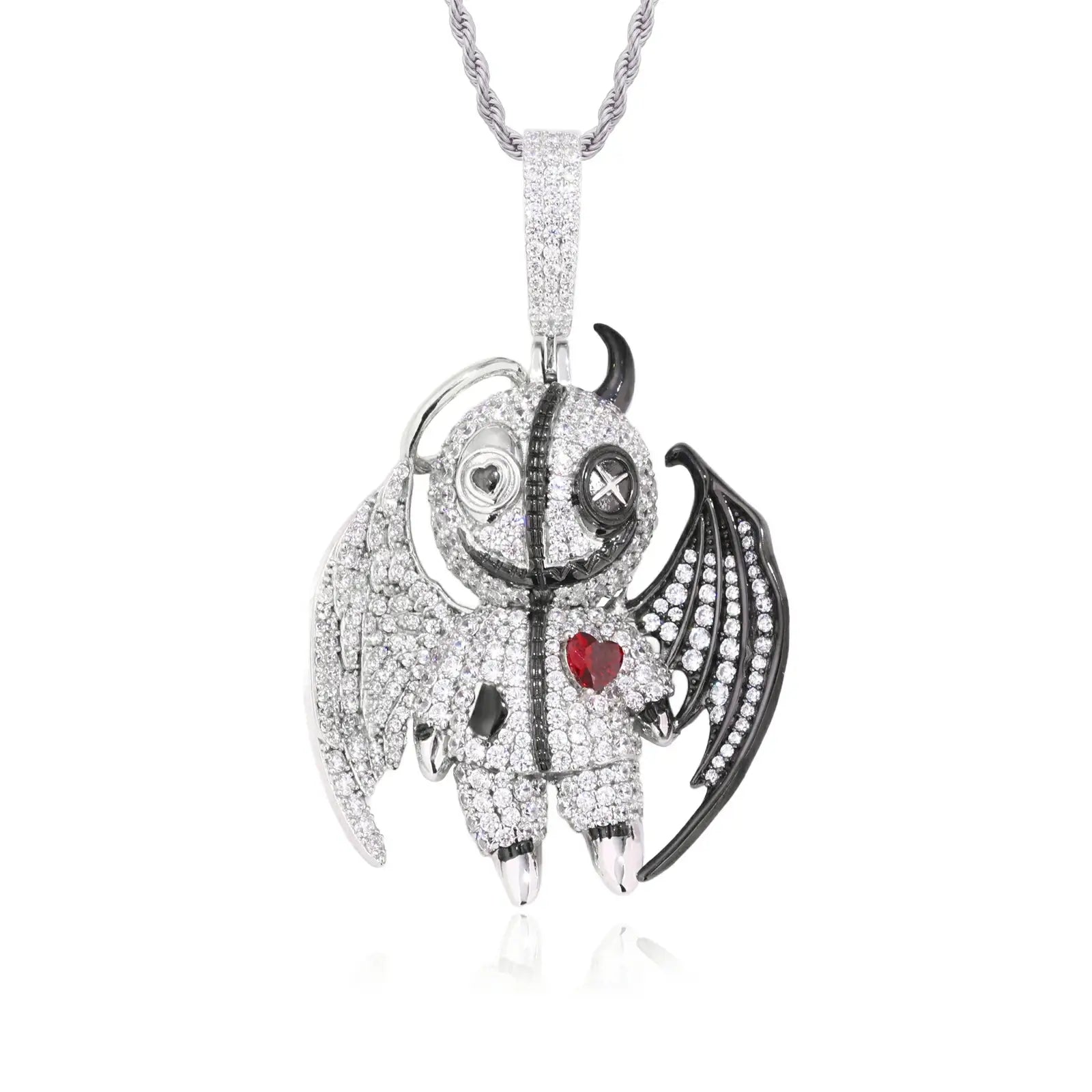 S925 Moissanite Angels and Demons Pendant