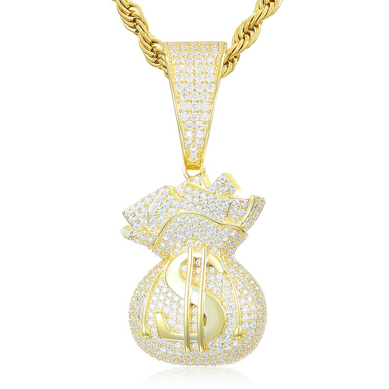 14k gold money bag pendant