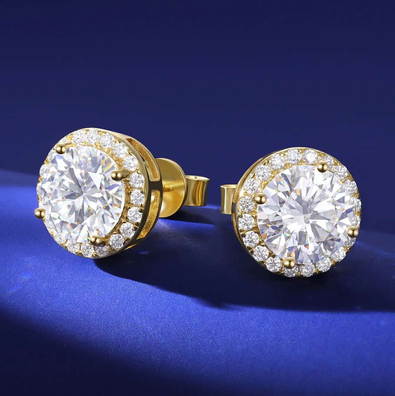 S925 Moissanite Halo Stud Earrings