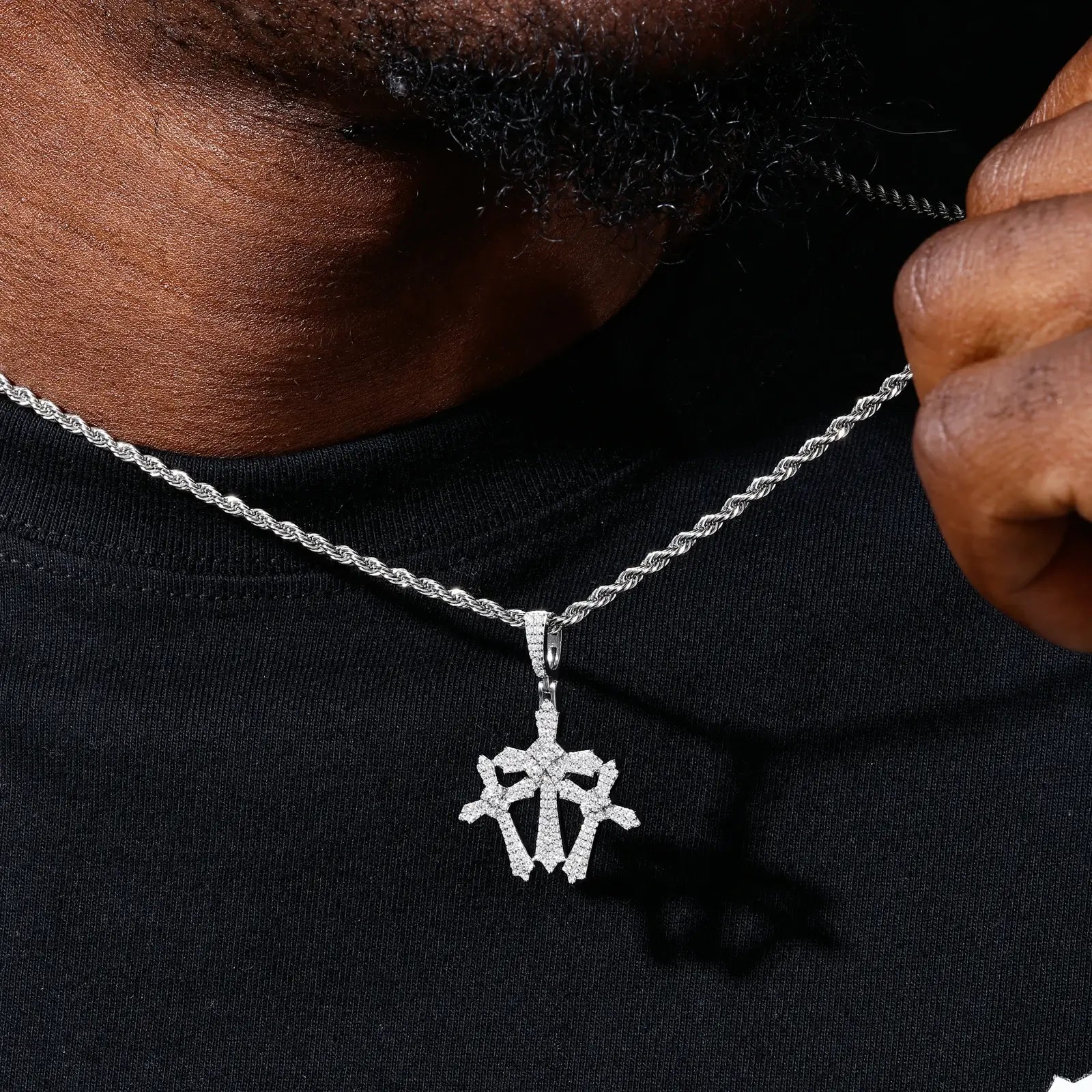 S925 Moissanite Triple Cross Pendant