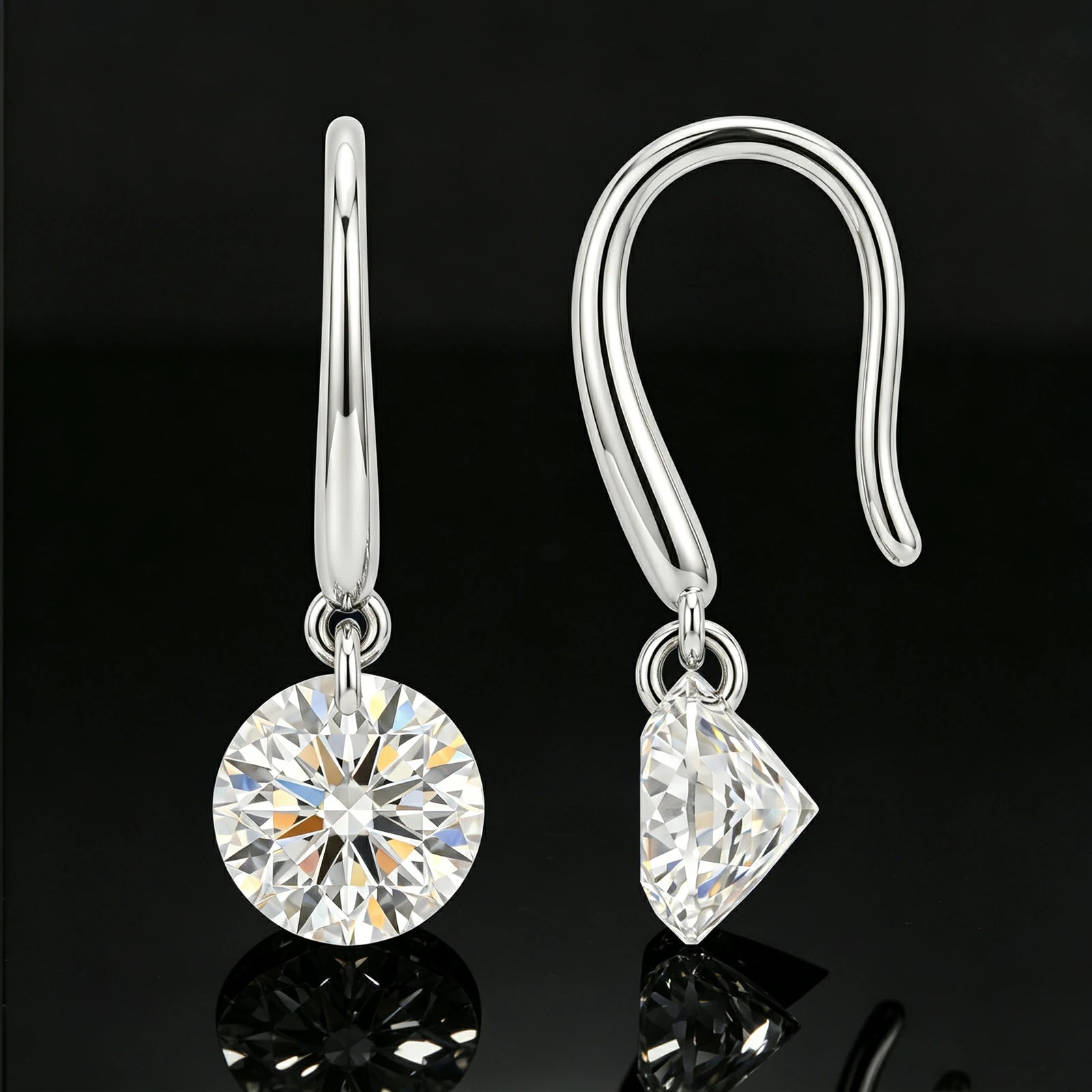 S925 1CT Moissanite Solitaire Drop Earrings