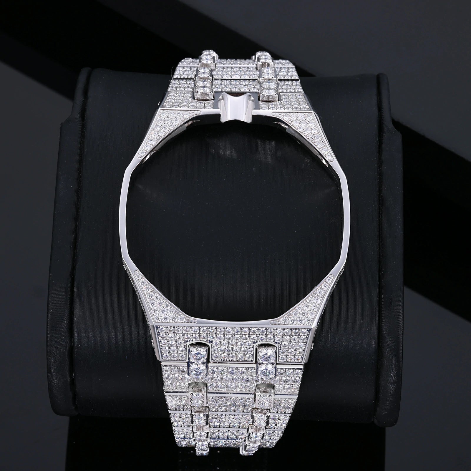 Stainless Steel Moissanite Watch Bezel and Band Set for Royal Pop