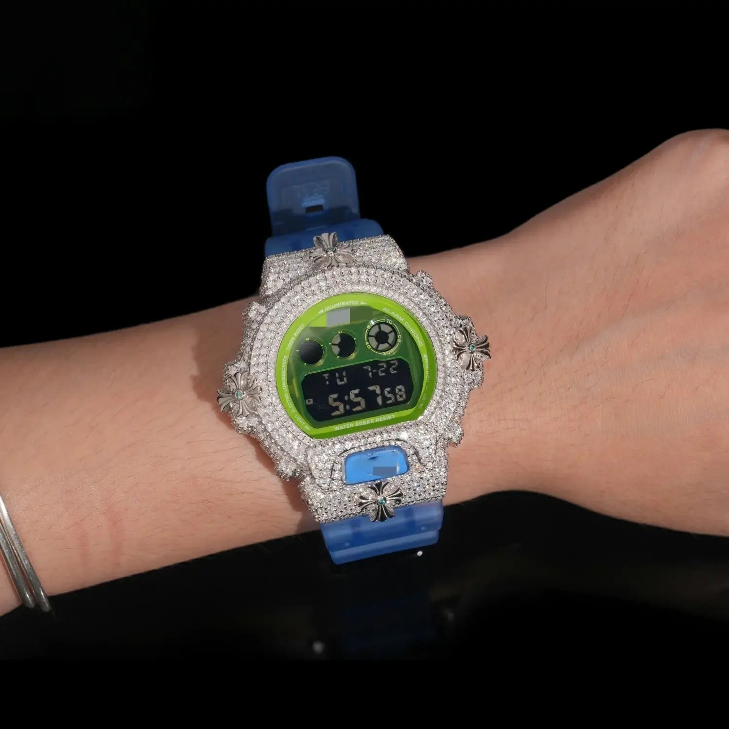 S925 Moissanite Chrome Cross Watch Case - DW6900