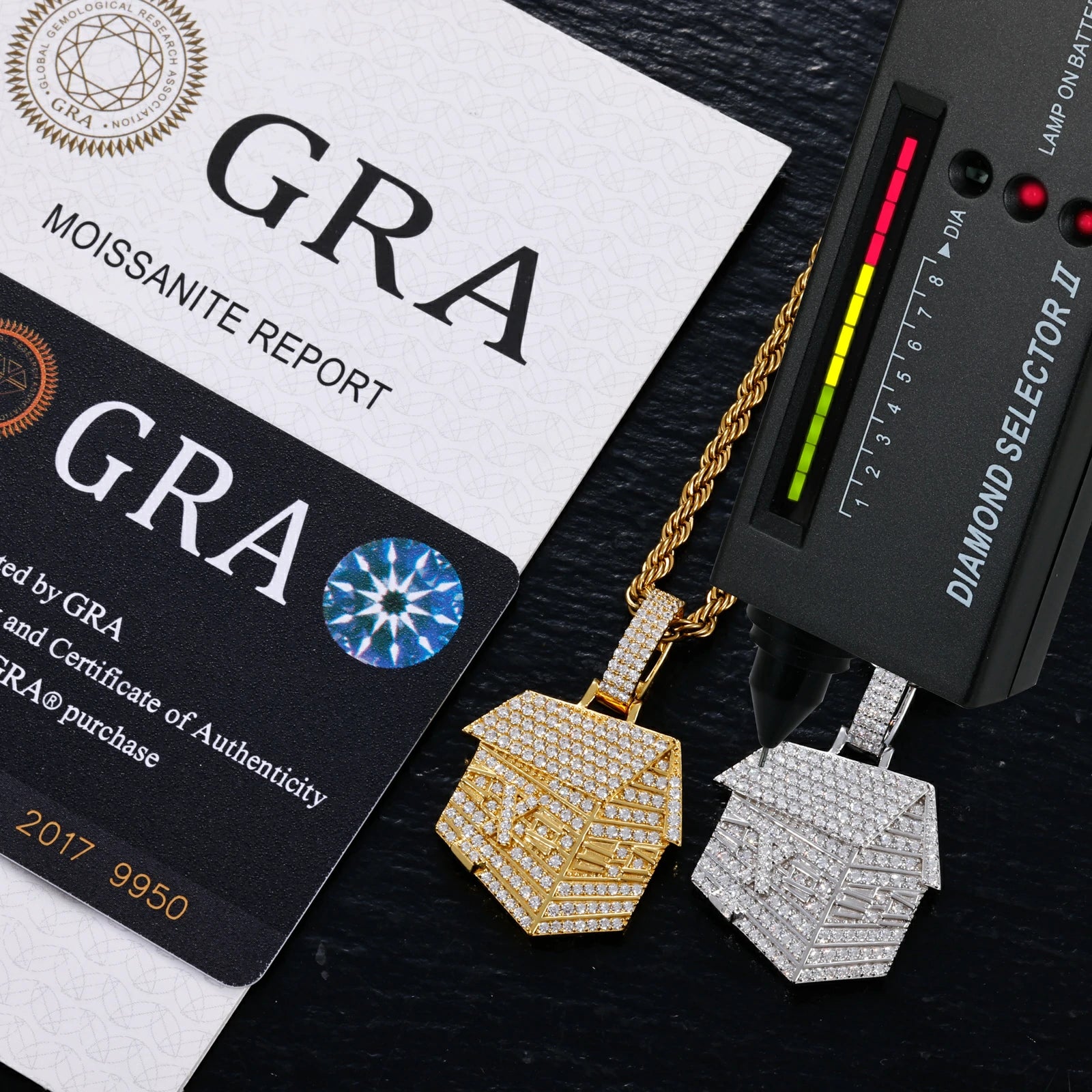 S925 Moissanite Trap House Pendant