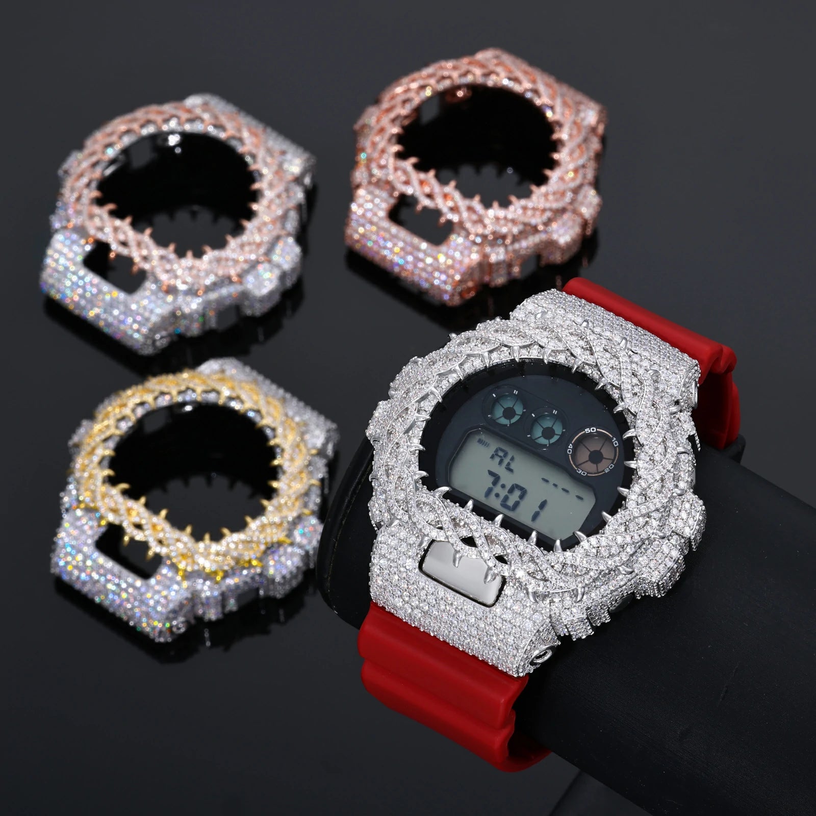 S925 Moissanite Vine Thorns Watch Case for DW6900 SERIES