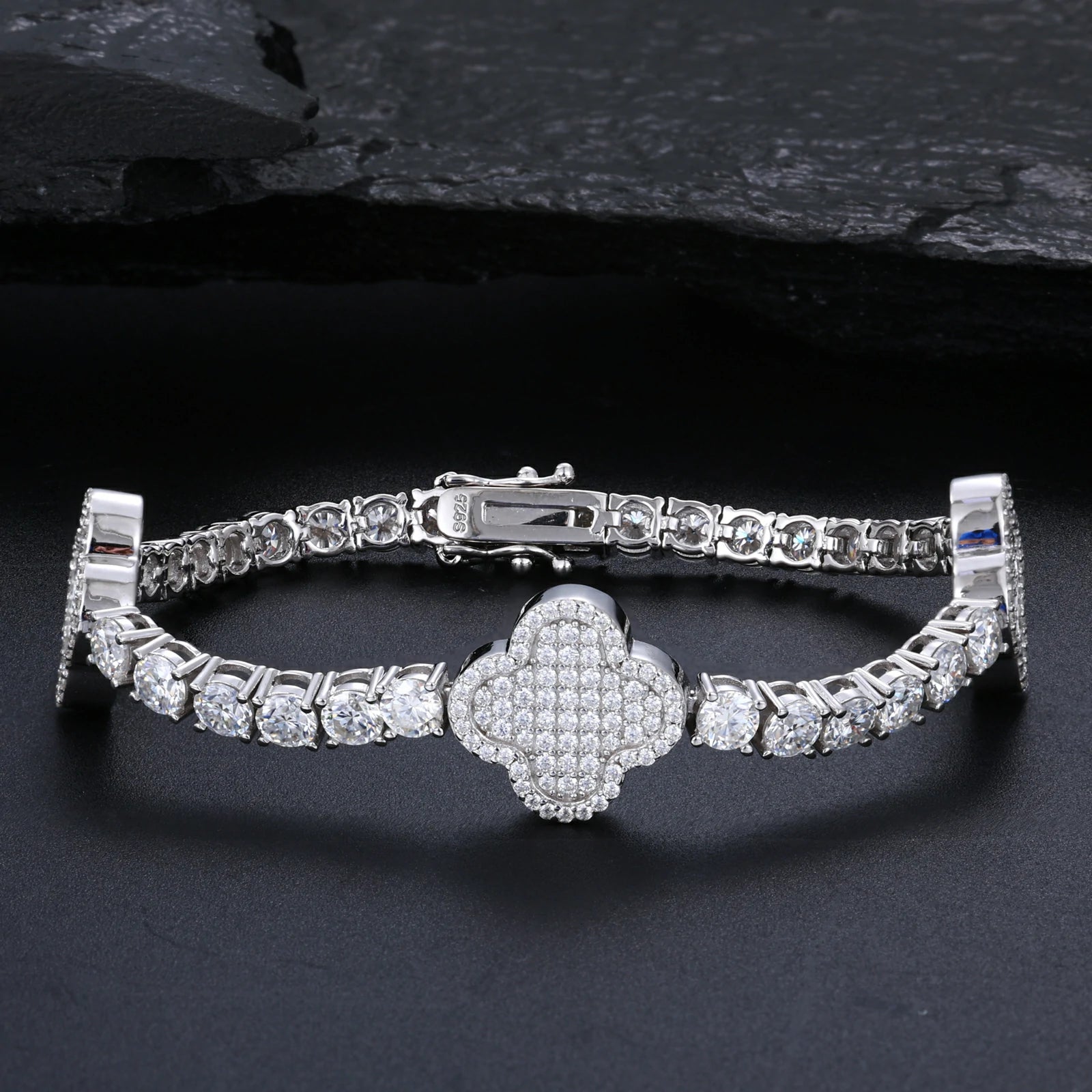 4mm S925 Moissanite Icy Four Leaf Clover Tennis Bracelet