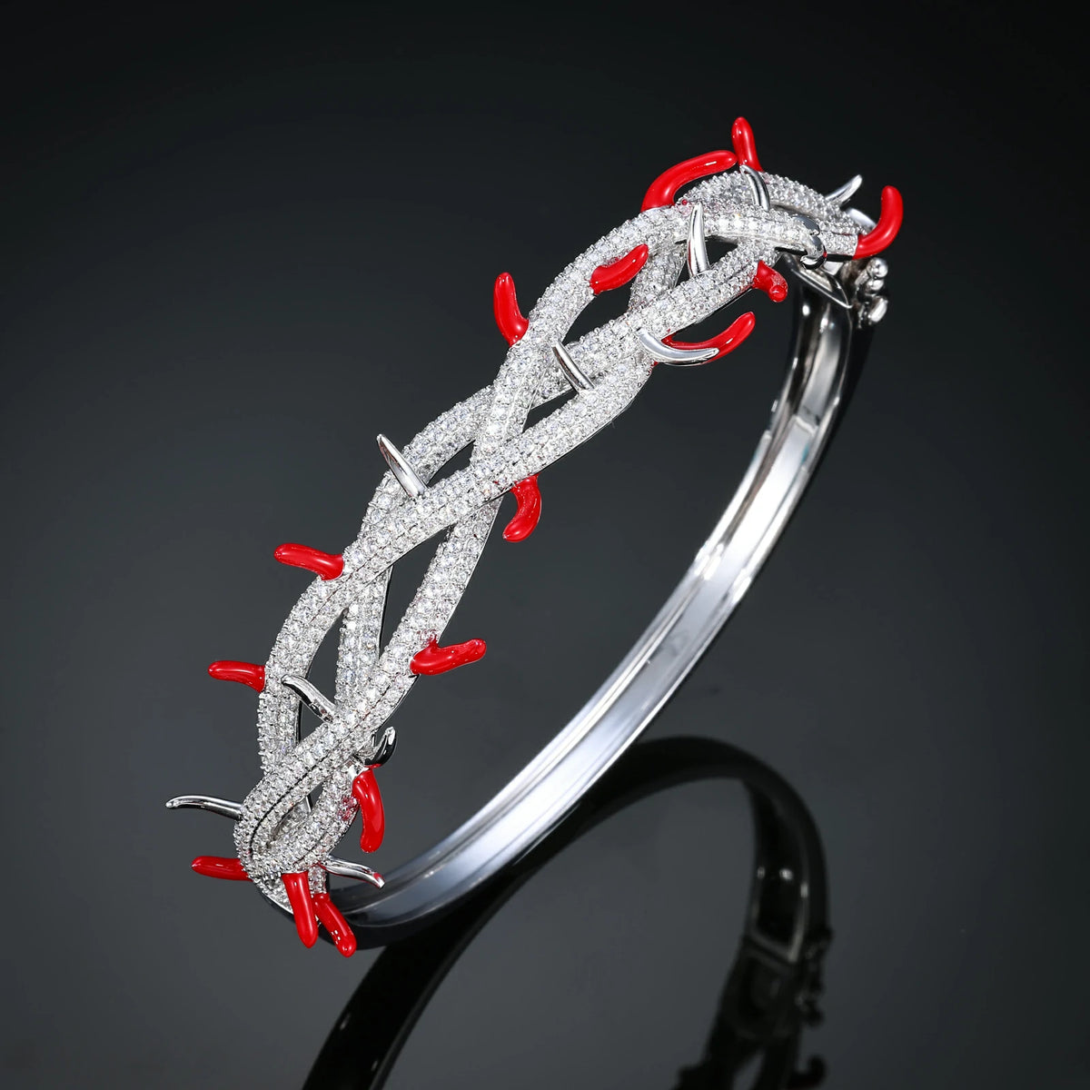 S925 Moissanite Enamel Plated Crown of Thorns Bangle