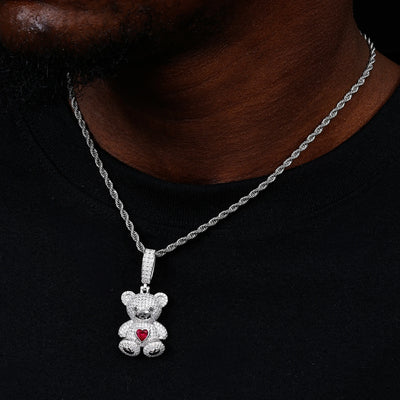 S925 Moissanite Sweetheart Bear Pendant