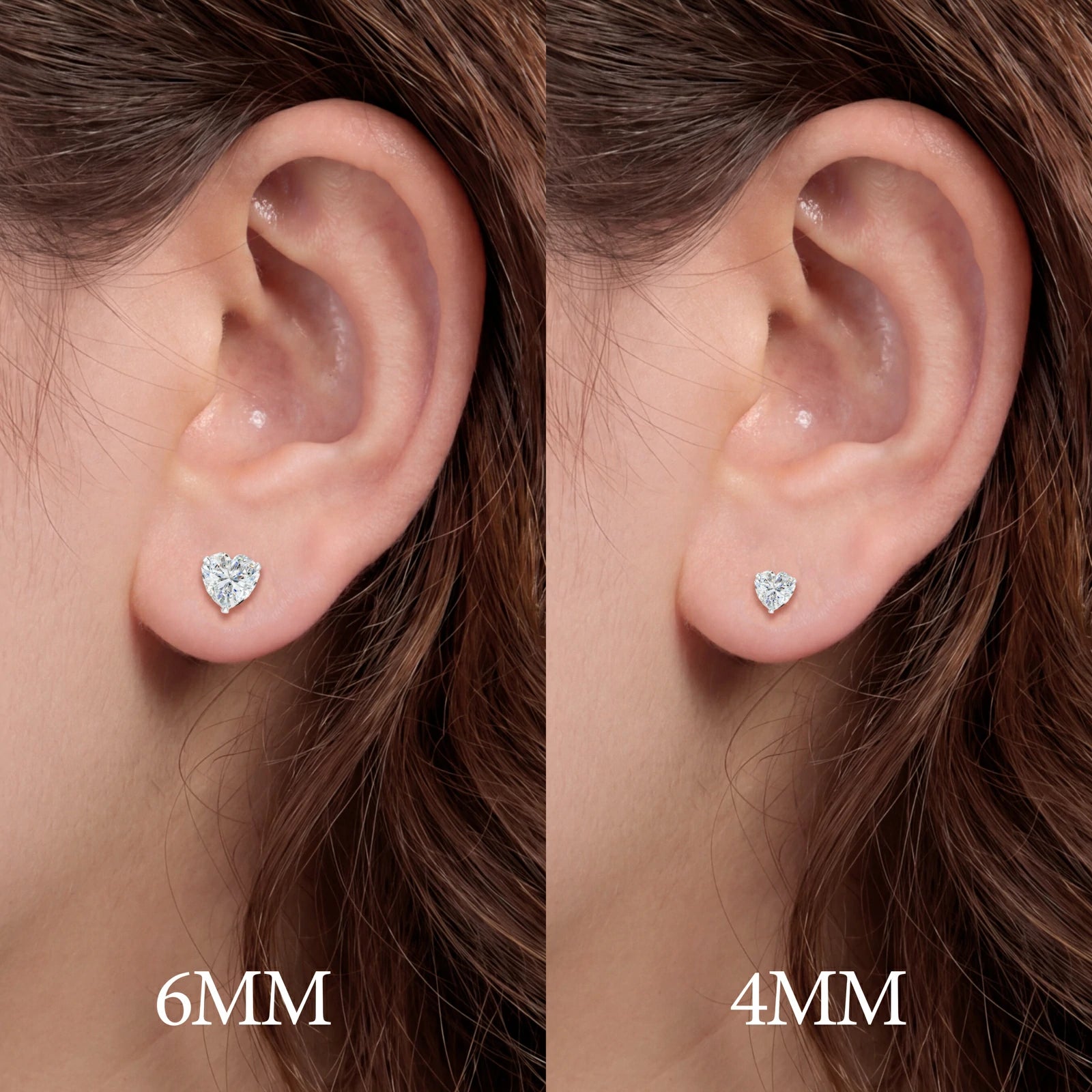 S925 Heart Cut Moissanite Solitaire Stud Earrings