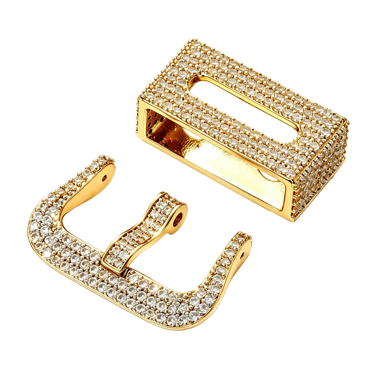Moissanite Watch Strap Keeper and Buckle Clasp Set for GA2100/DW6900/DW5600/GM2100
