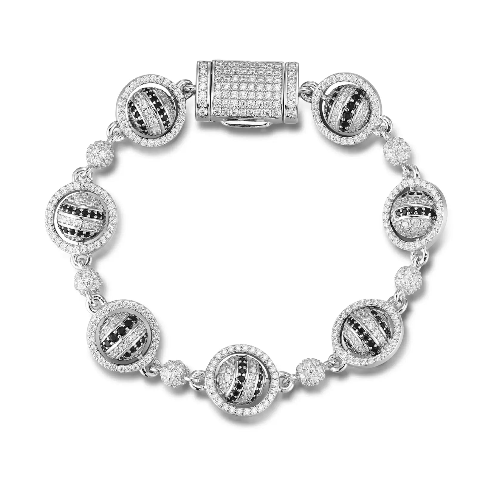 12mm S925 Moissanite Rotating Planet Link Bracelet