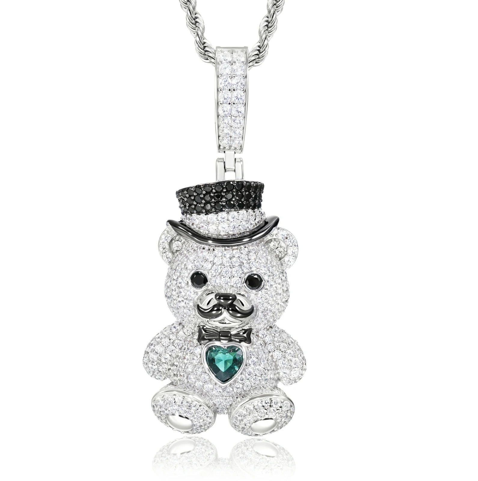 S925 Moissanite Family The Three Lucky Bears Pendant
