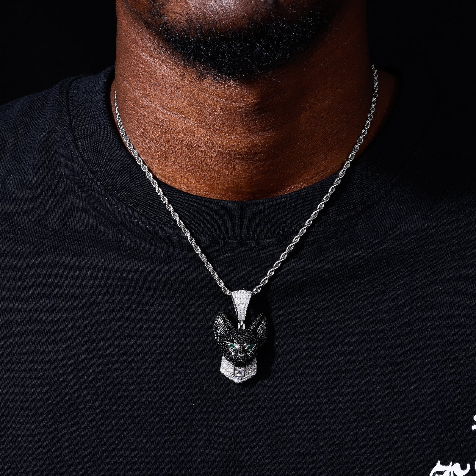 S925 Moissanite Egyptian Guardian Cat Pendant