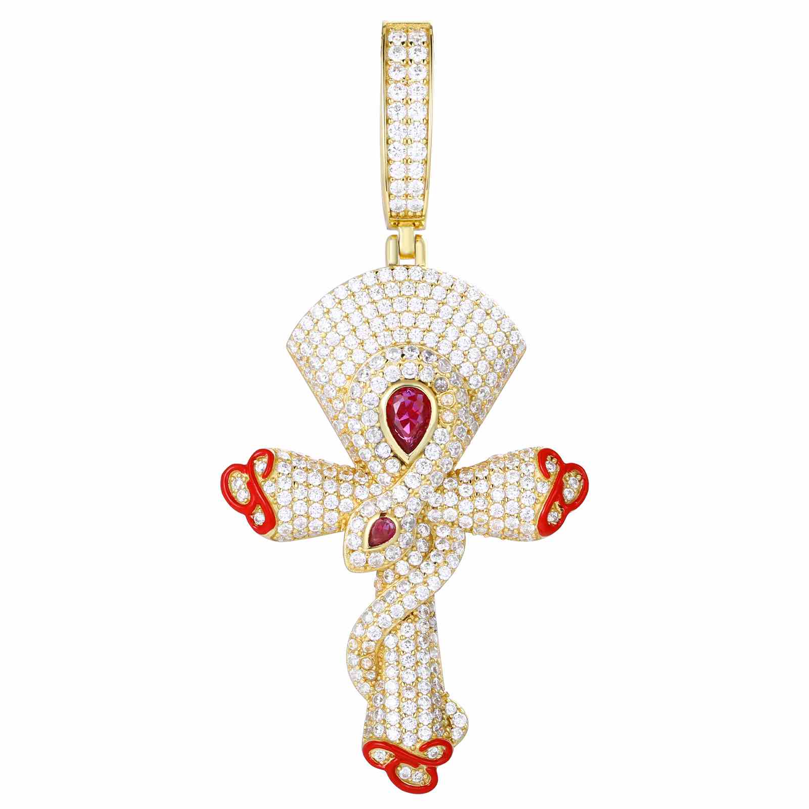 S925 Moissanite Spiritual Snake Cross Pendant