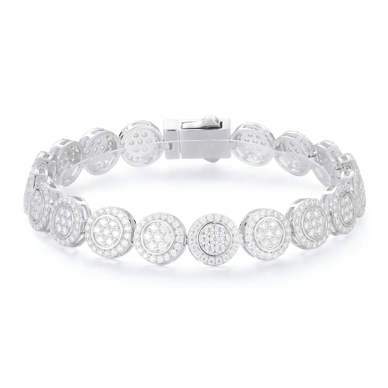 9mm S925 Moissanite Concentric Circles Link Bracelet