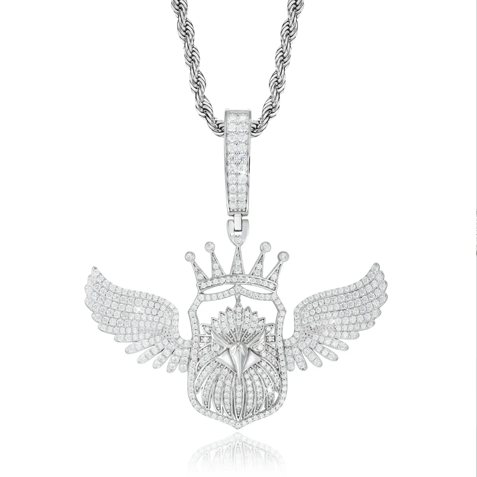 S925 Moissanite Crown Bald Eagle Pendant