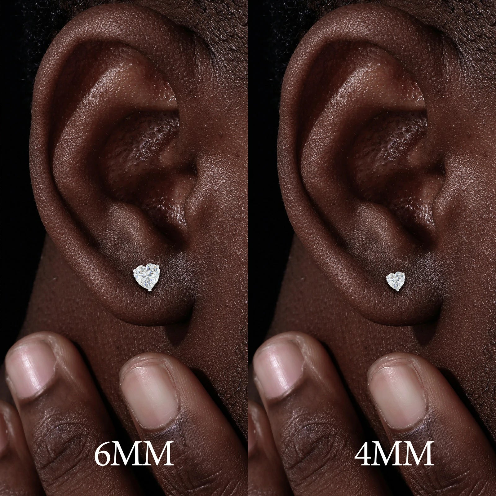 S925 Heart Cut Moissanite Solitaire Stud Earrings