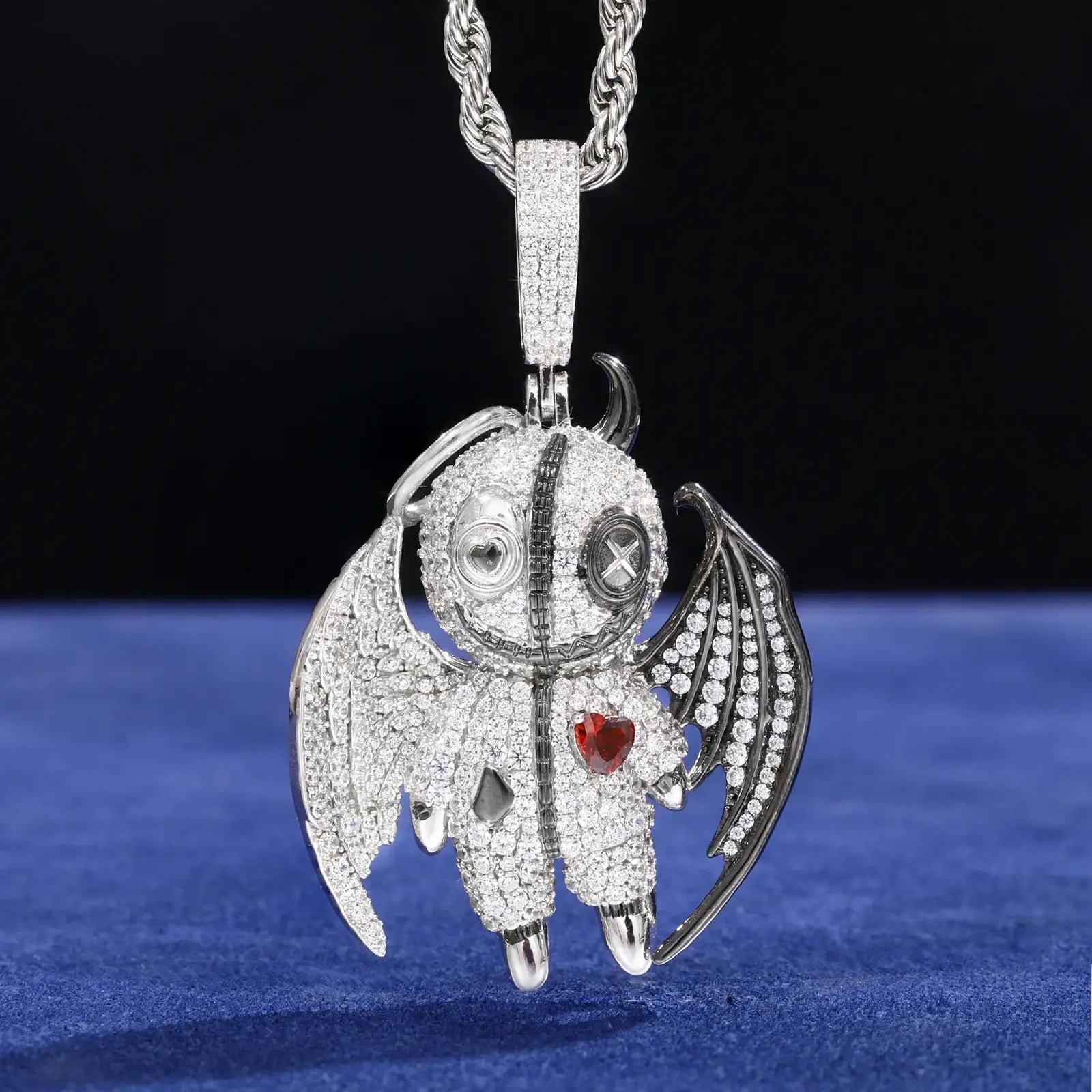 S925 Moissanite Angels and Demons Pendant