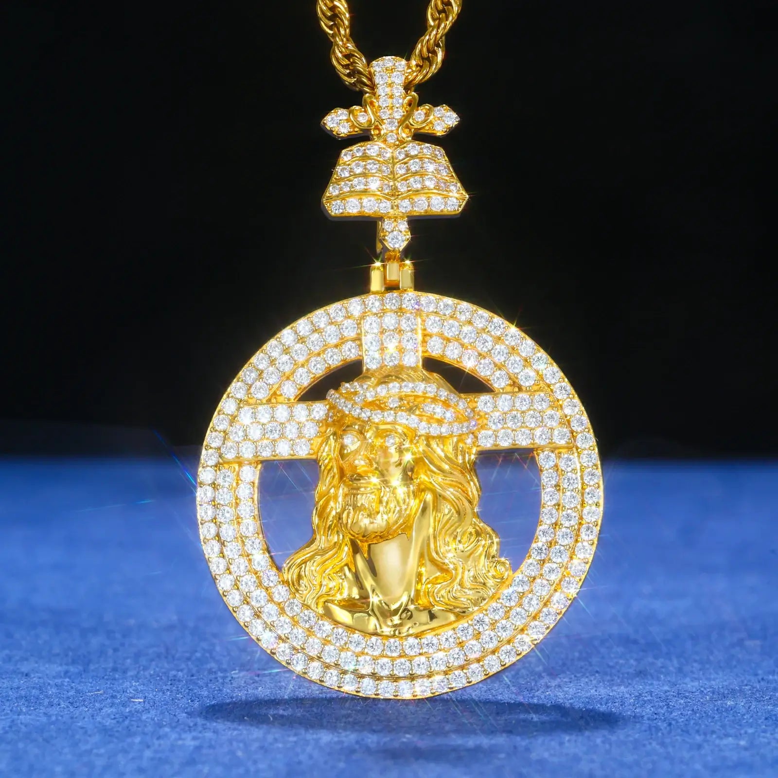 S925 Moissanite Bible Halo Jesus Pendant