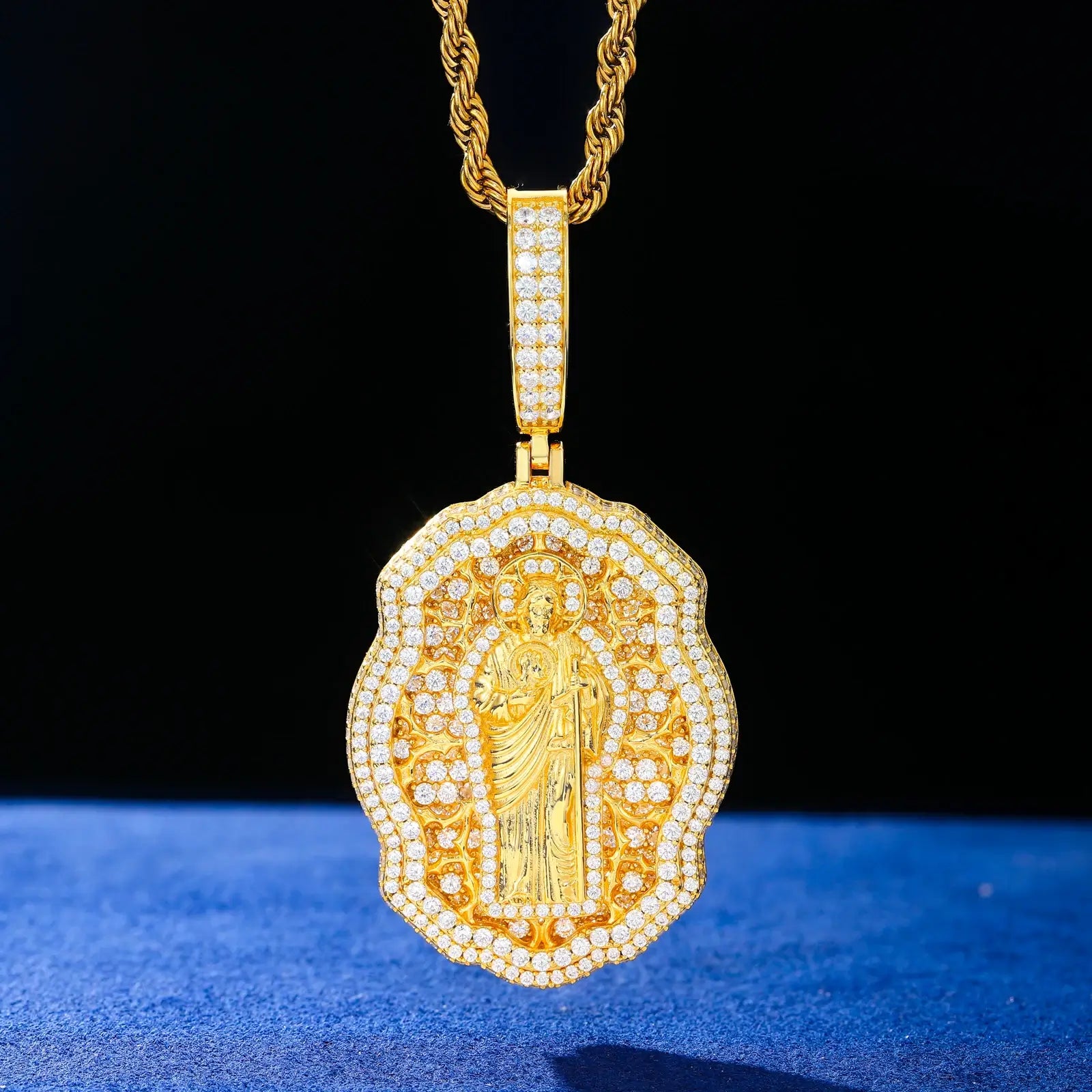 S925 Moissanite Sant Judas Badge Pendant