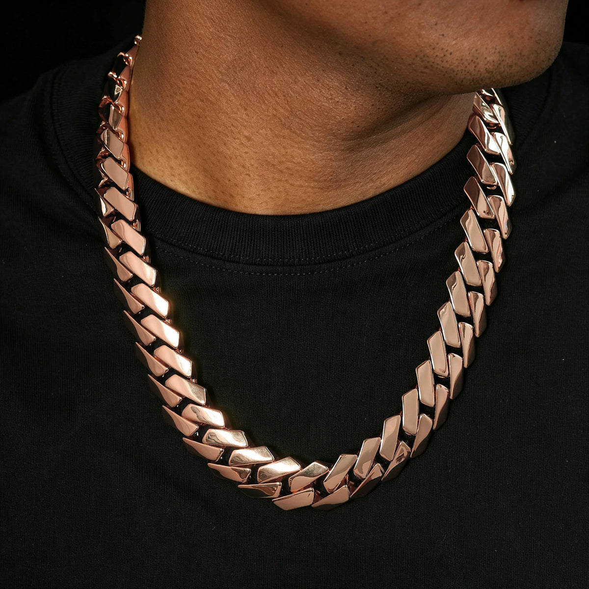22mm Rose Gold Heavy Rhombus Miami Cuban Link Chain
