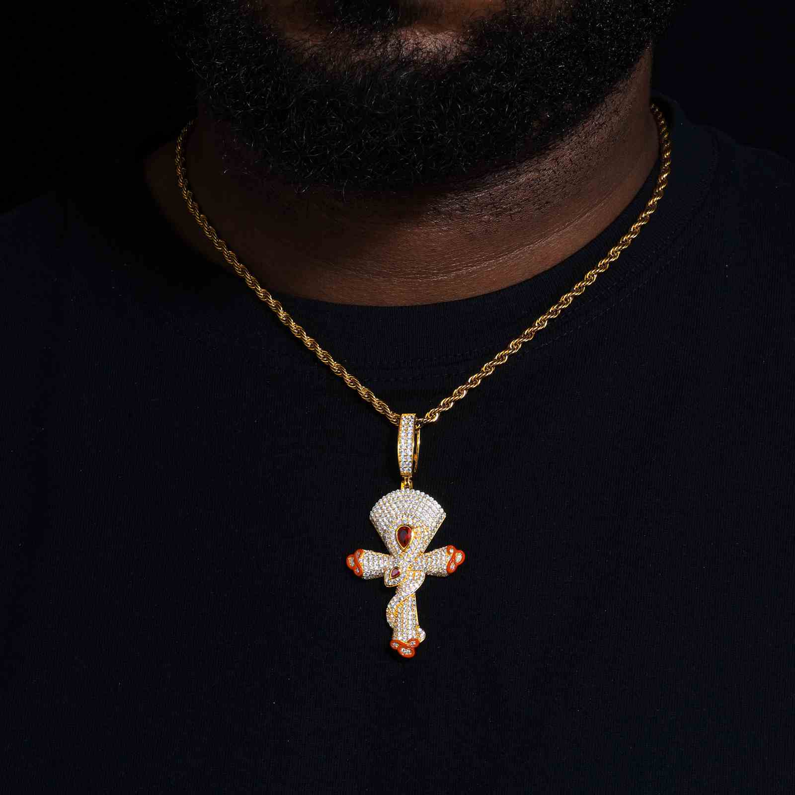 S925 Moissanite Spiritual Snake Cross Pendant